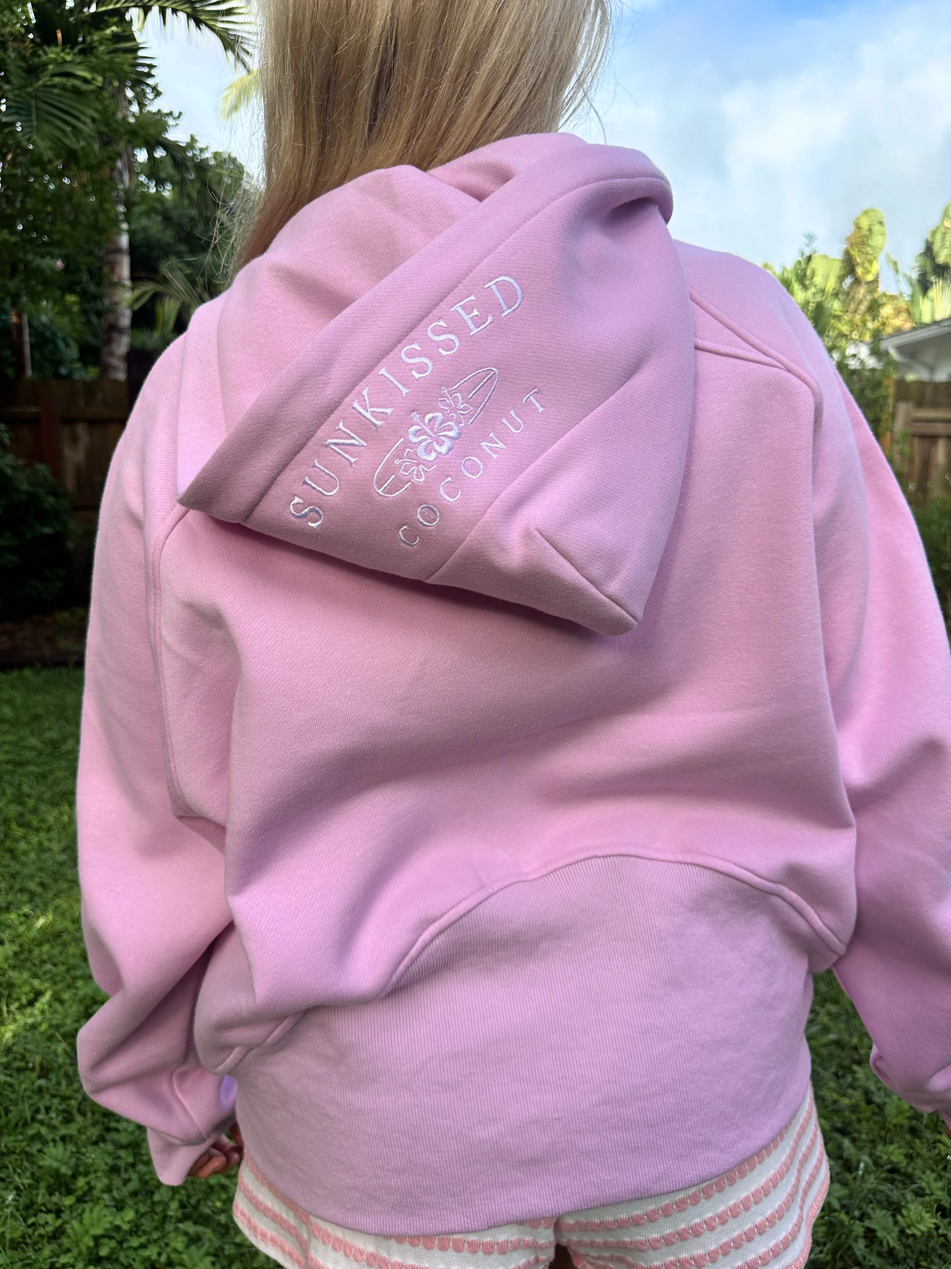 Pink Lavender Pilates Detailed Waist Length Quarter Zip Hoodie - Image 10