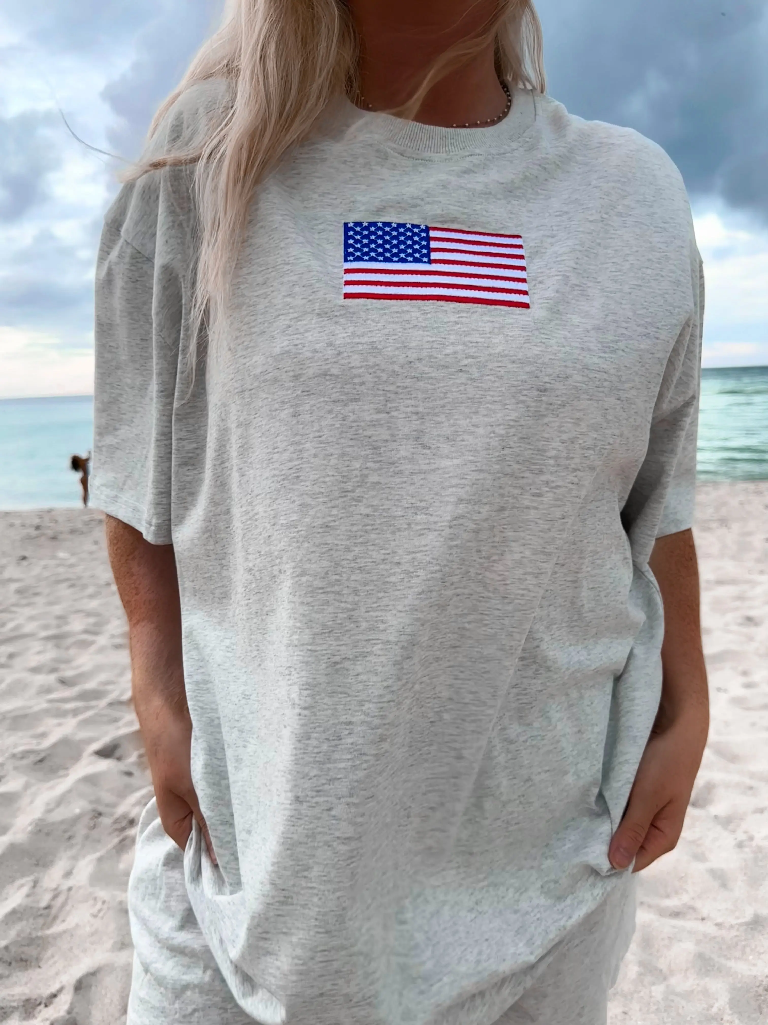 American Flag Embroider Tee - Image 3