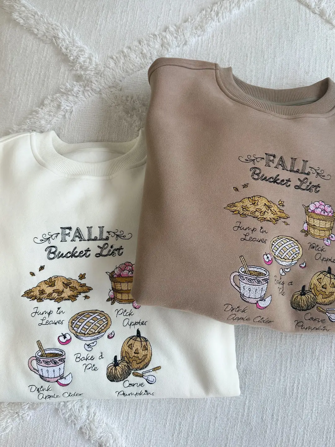 Ivory Autumn Fall Bucket List Embroidered Sweatshirt - Image 6
