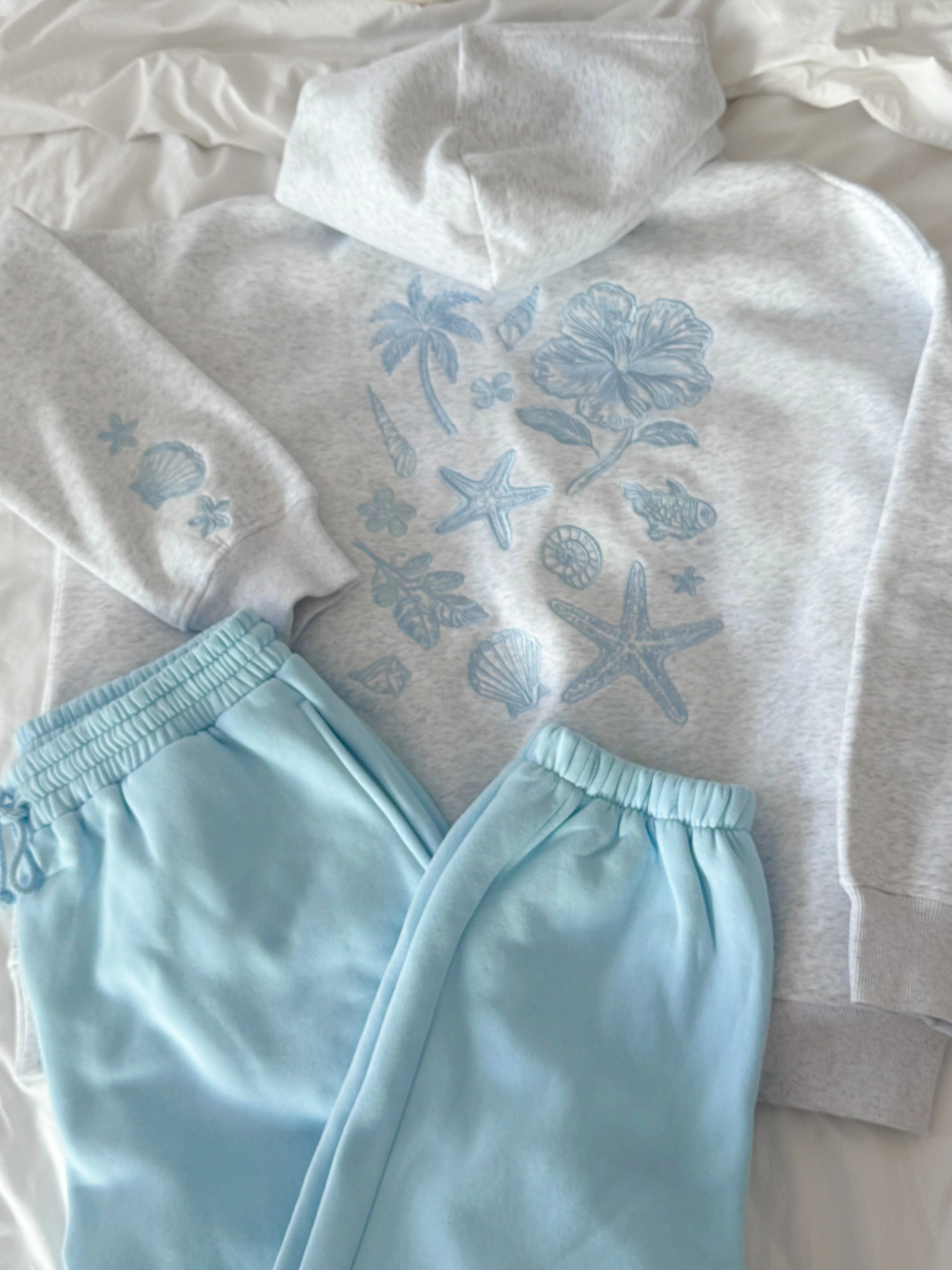 Pearl Grey Tropical Embroider Hoodie - Image 7