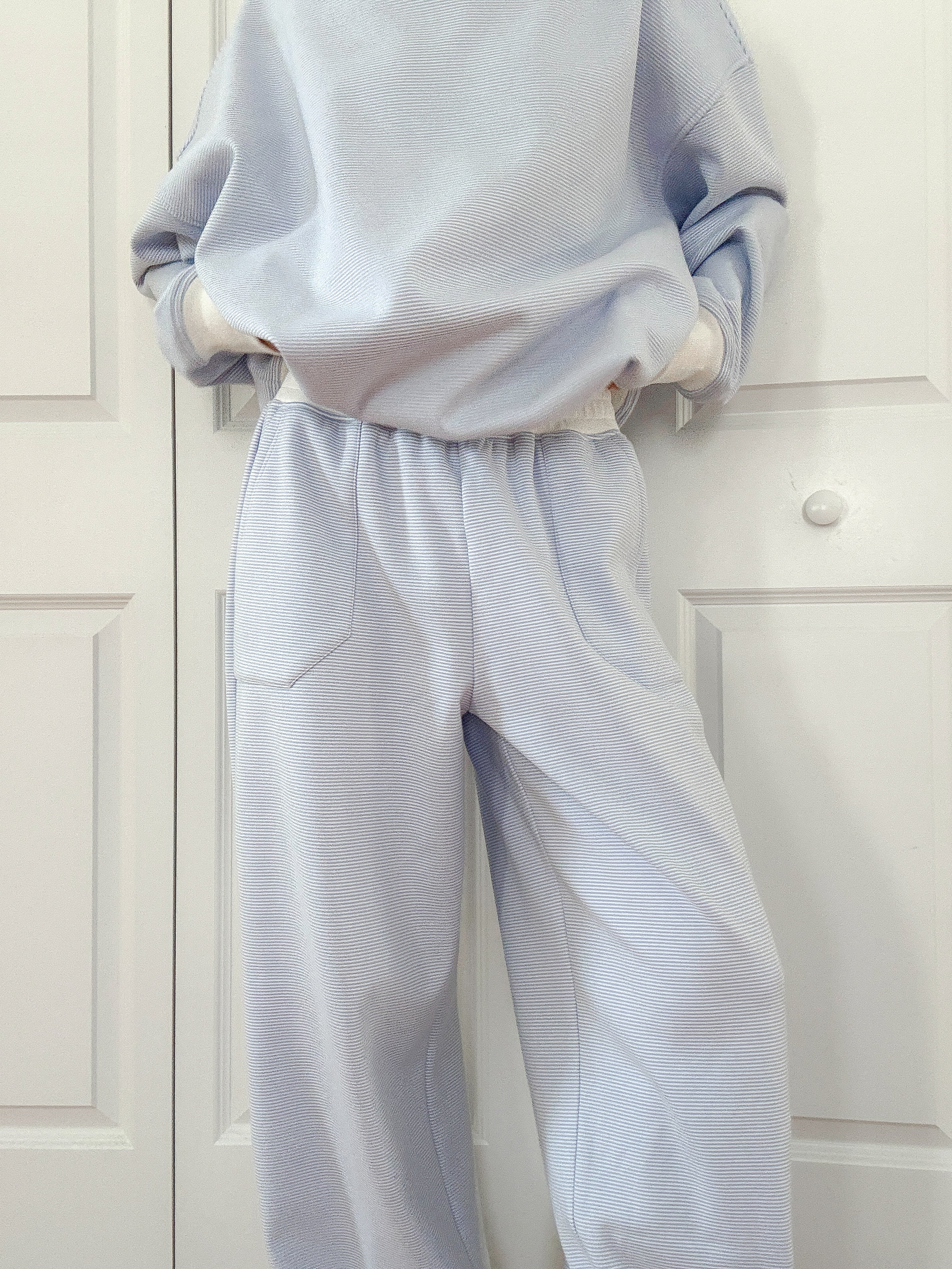 Blue and White Mini Striped Sweatpants - Image 2