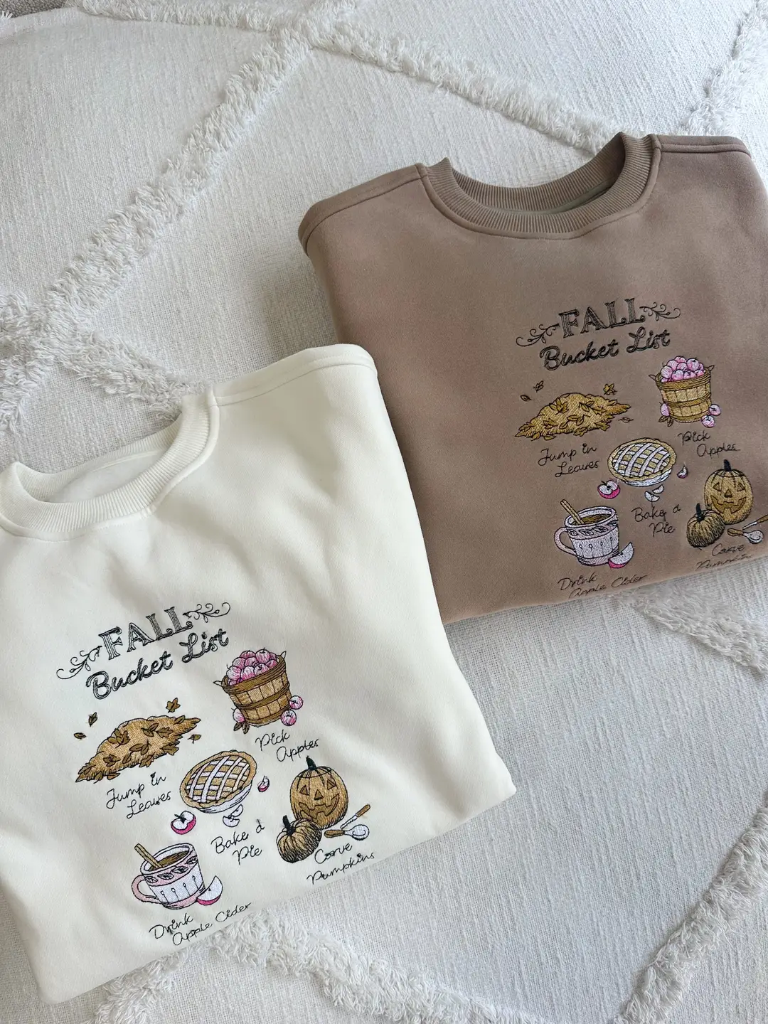Cappuccino Autumn Fall Bucket List Embroidered Sweatshirt - Image 3