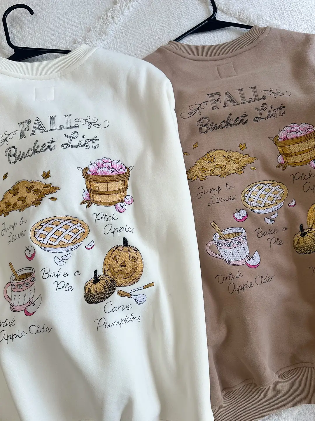 Cappuccino Autumn Fall Bucket List Embroidered Sweatshirt - Image 6