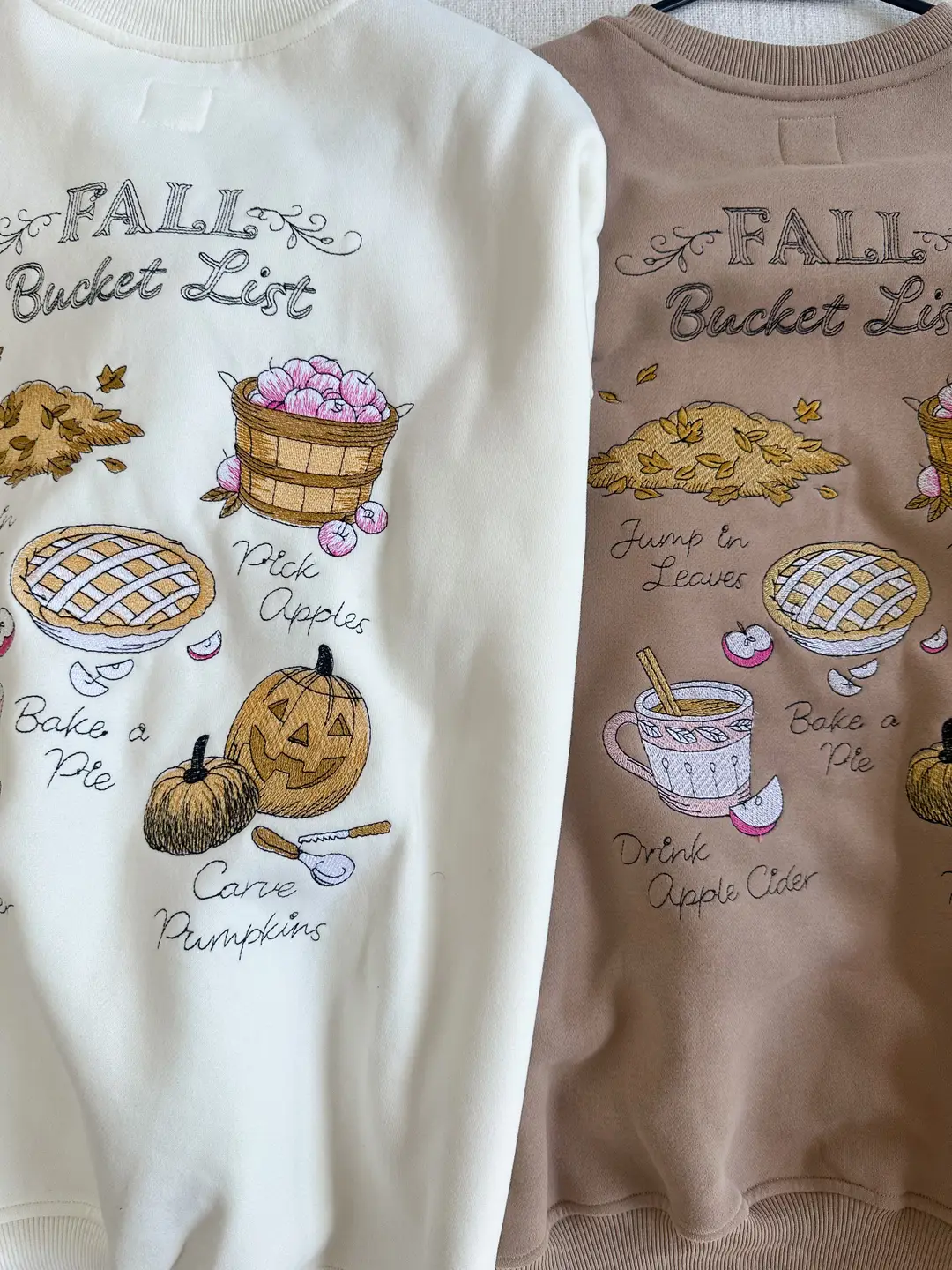 Cappuccino Autumn Fall Bucket List Embroidered Sweatshirt - Image 9