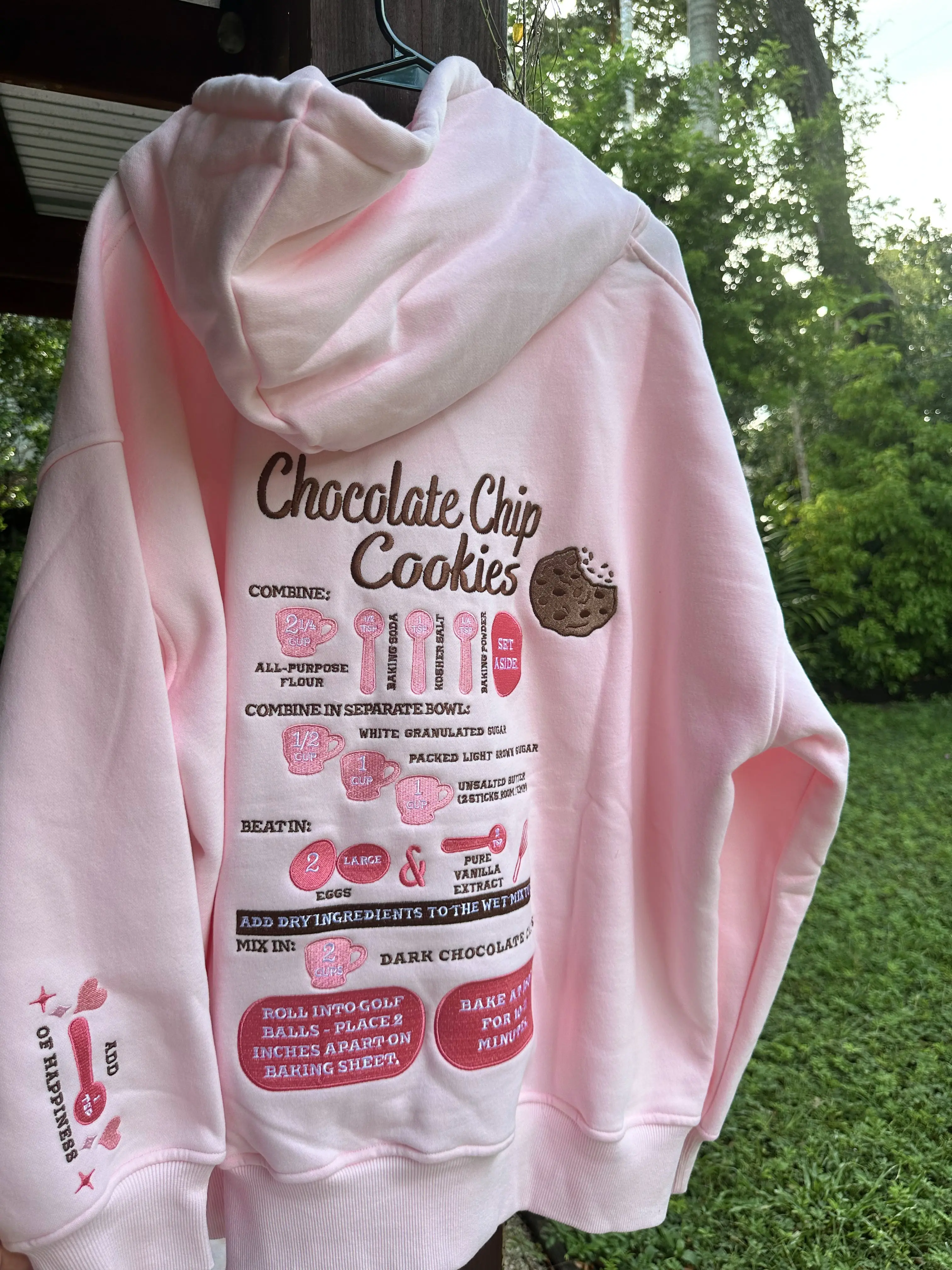 Light Pink Chocolate Chip Cookie Recipe Embroider Hoodie - Image 2