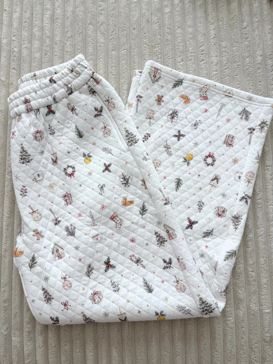 A Cottage Christmas Icons Quilted Flare Sweatpants