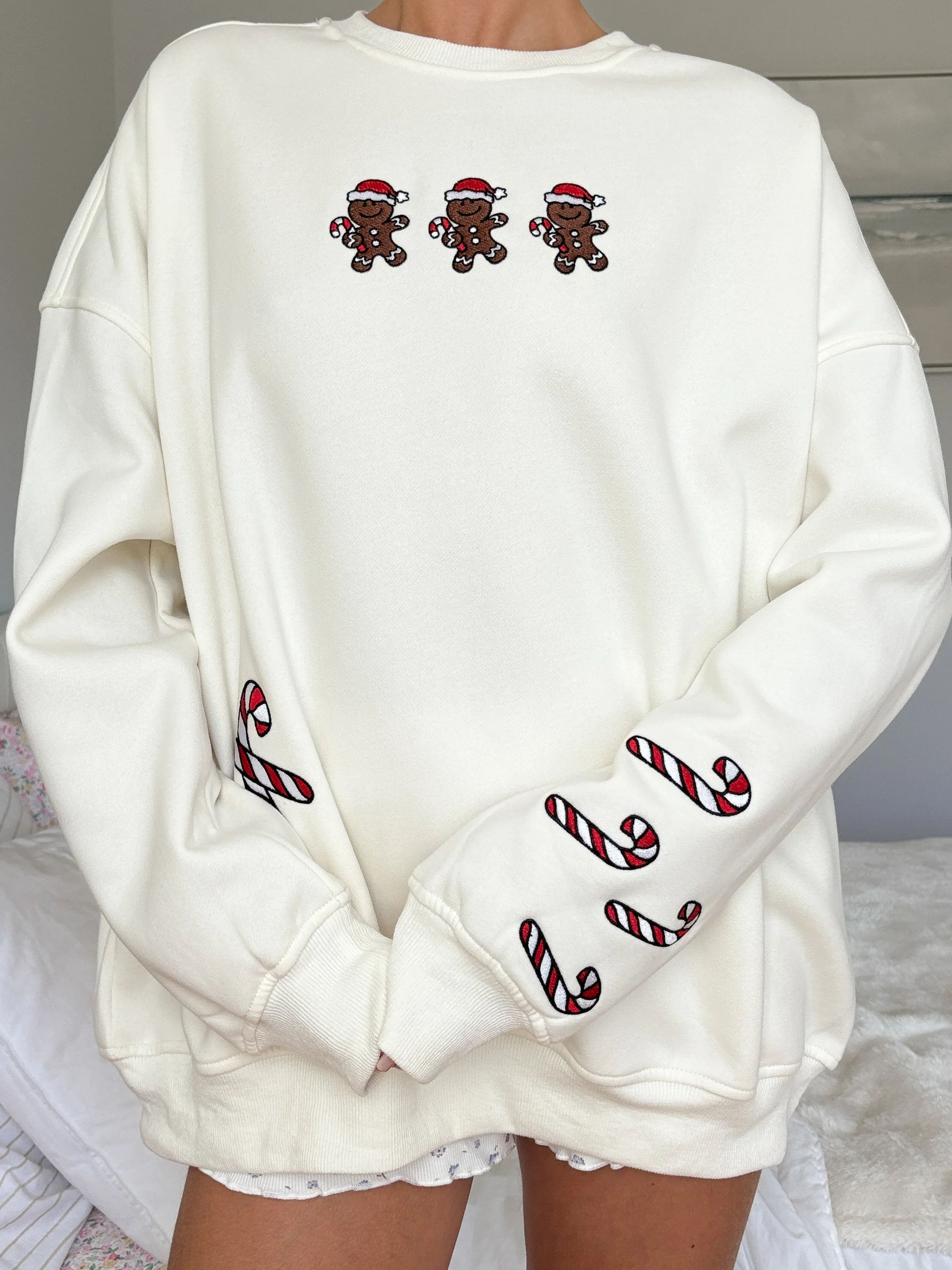 Ivory Gingerbread Recipe Christmas Embroider Sweatshirt - Image 19
