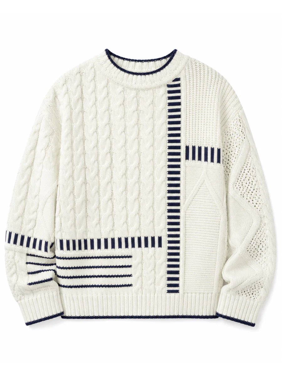 Hazel Patchwork Cable Knit Sweaters - Image 7