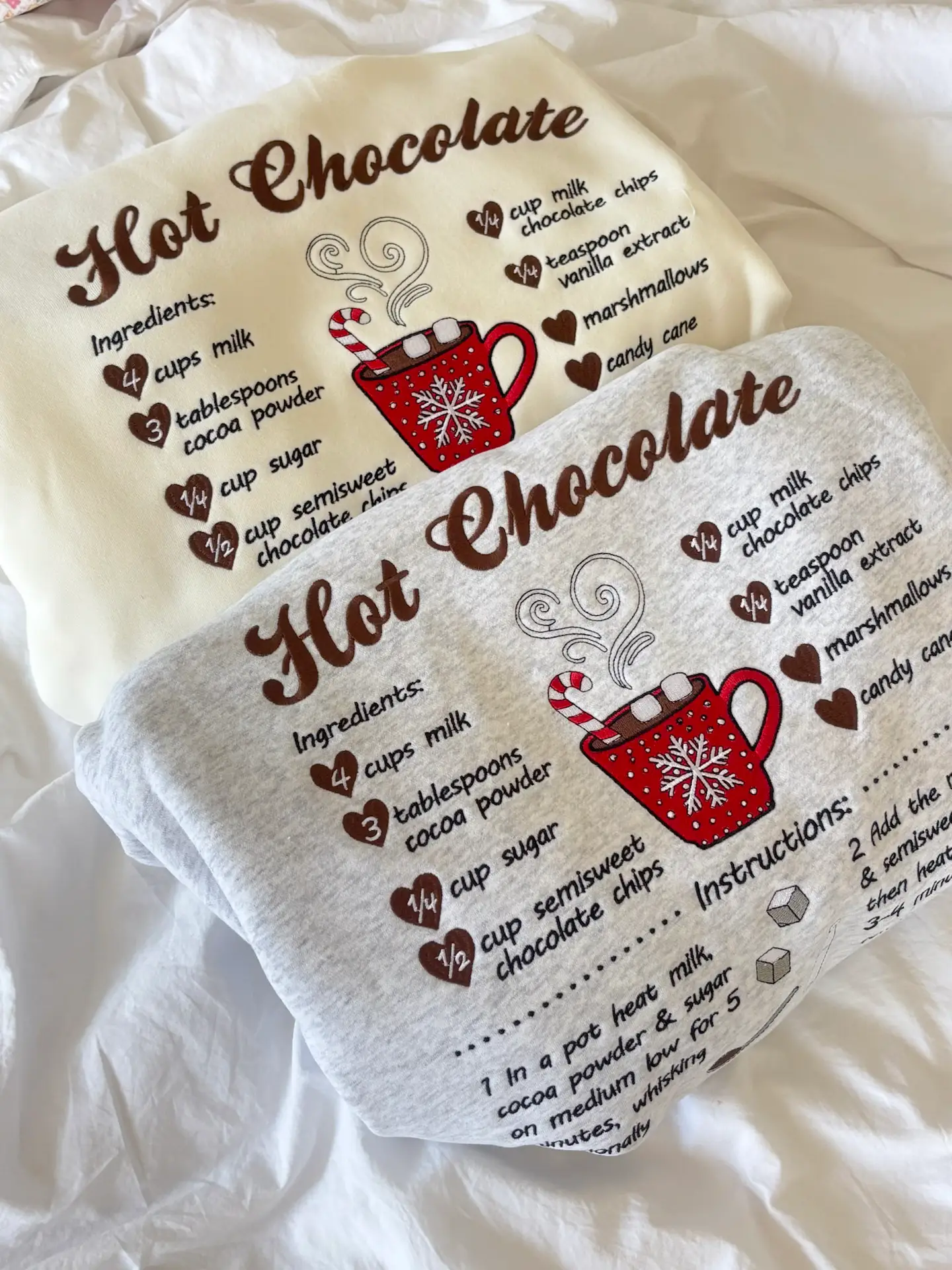 Ivory Hot Chocolate Recipe Christmas Embroider Hoodie - Image 3