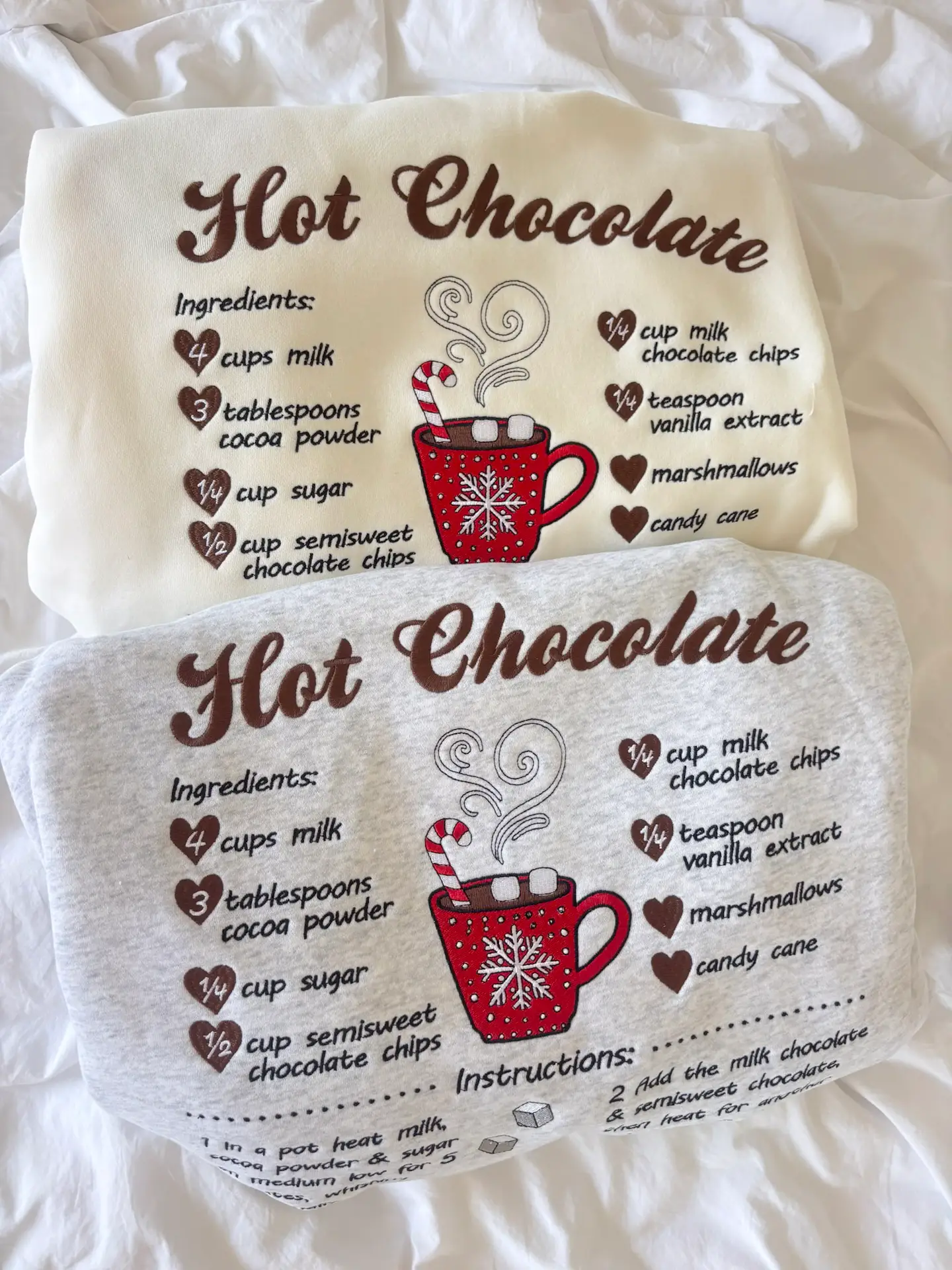 Ivory Hot Chocolate Recipe Christmas Embroider Hoodie - Image 4