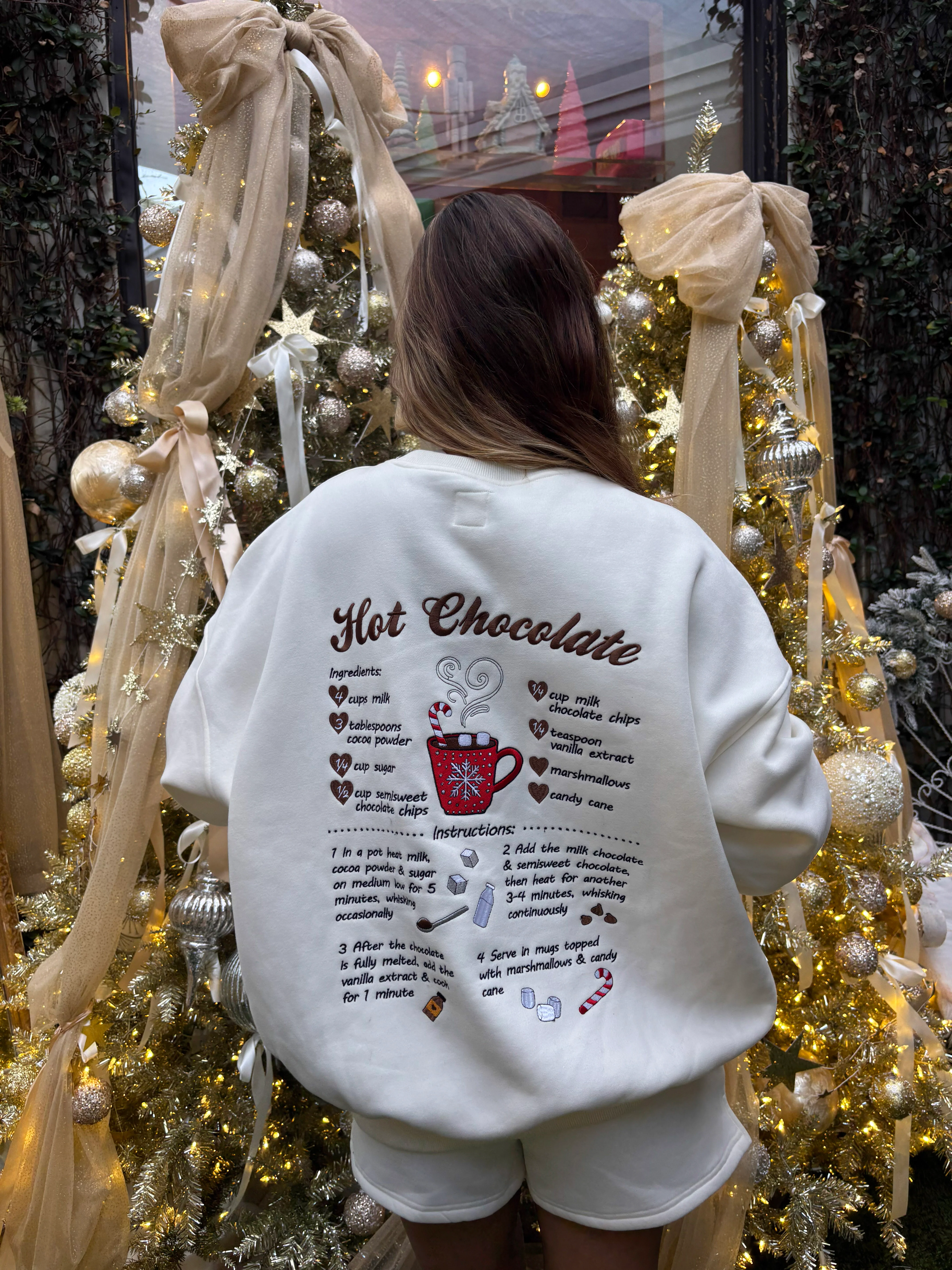 Ivory Hot Chocolate Recipe Christmas Embroider Sweatshirt - Image 15