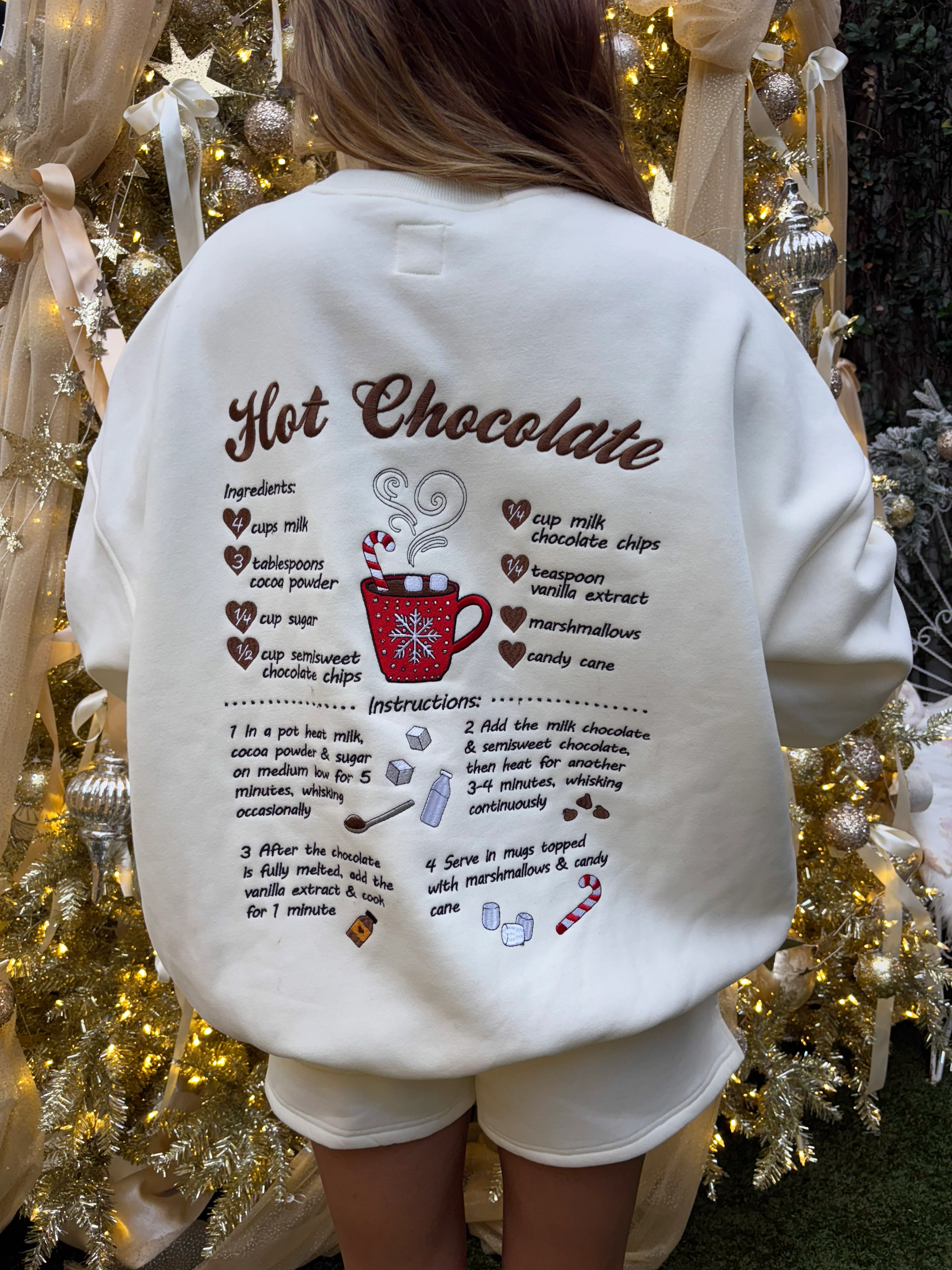Ivory Hot Chocolate Recipe Christmas Embroider Sweatshirt - Image 16