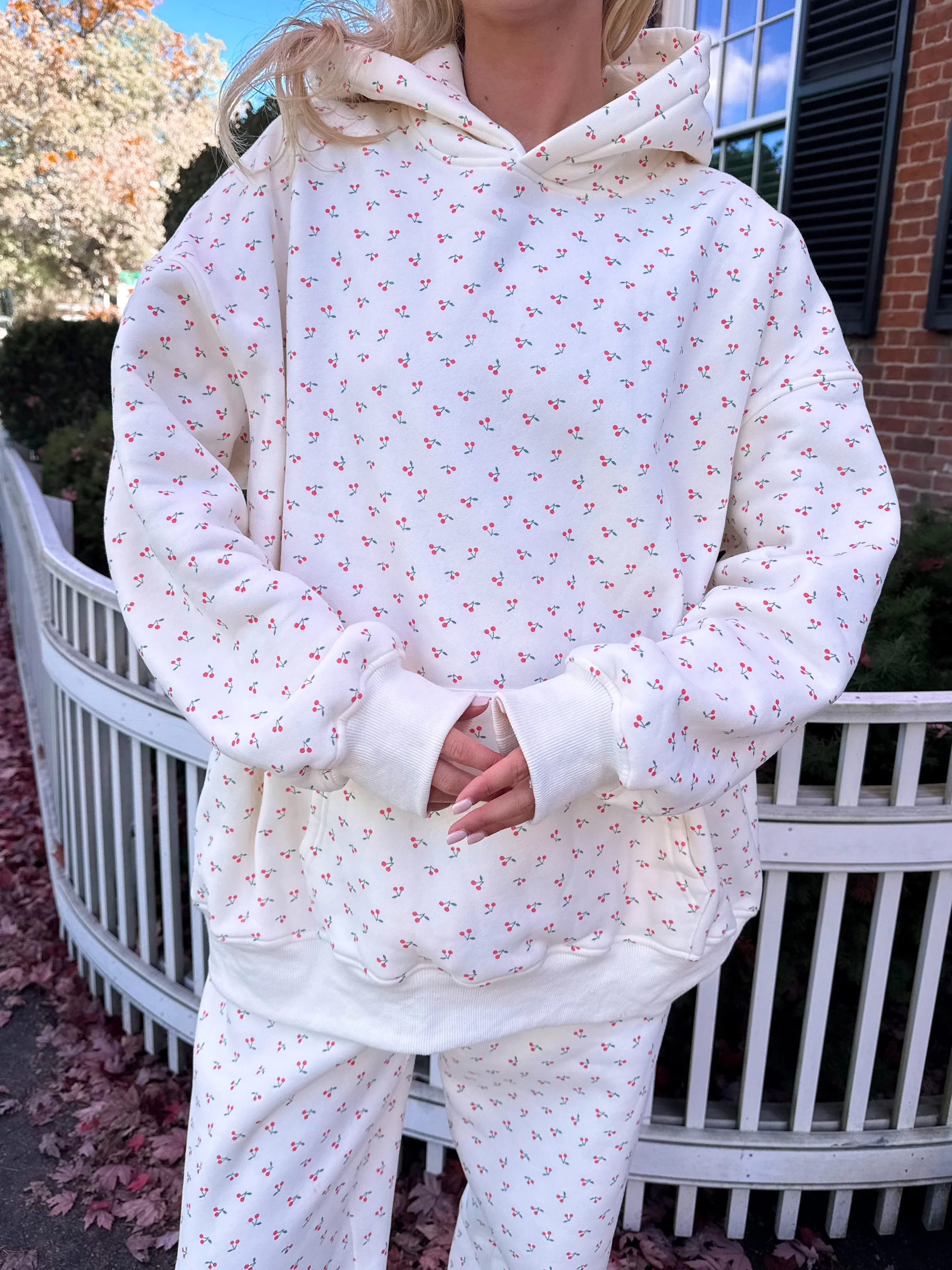 Blank Ivory Cherries All Over Hoodie - Image 22