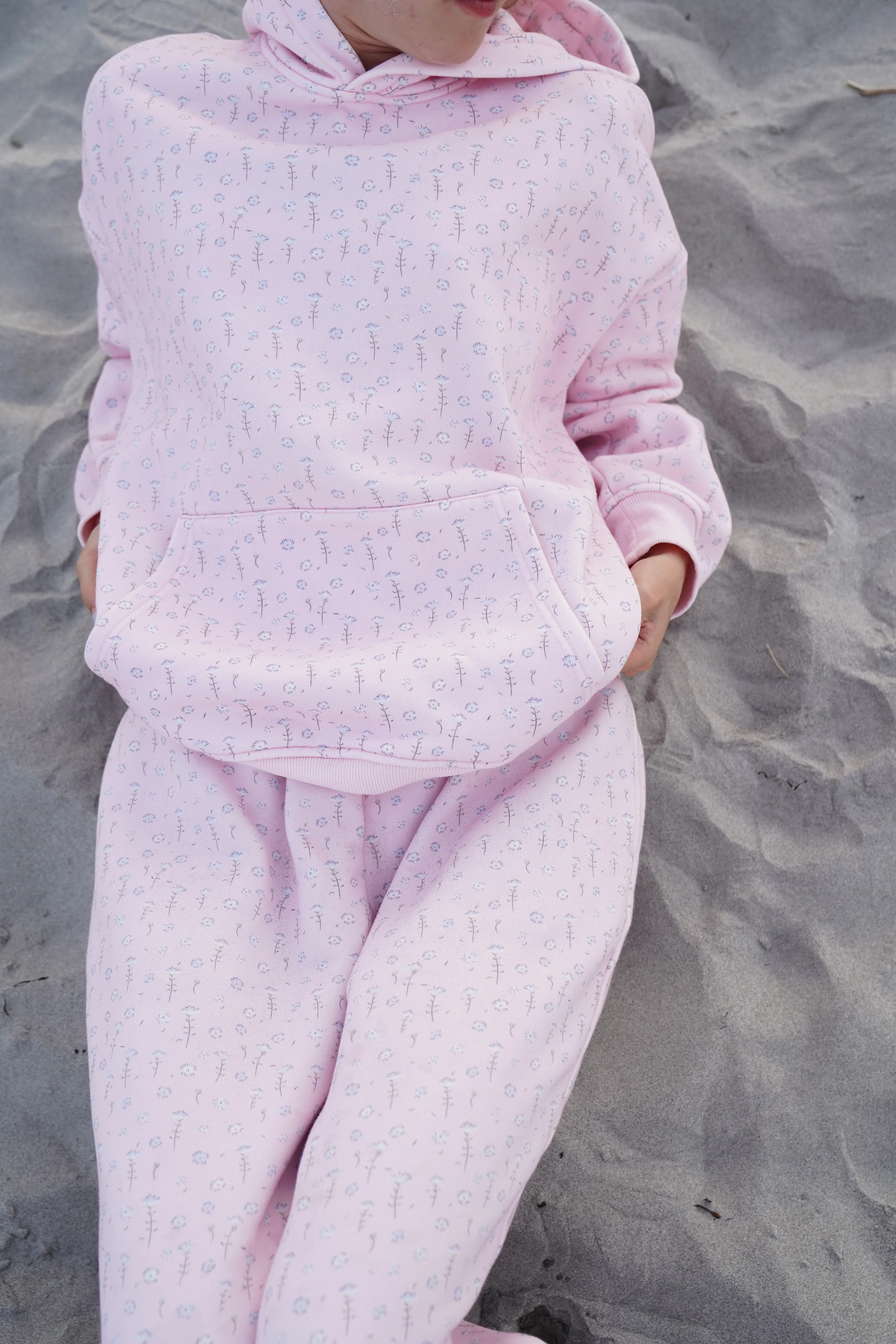 Light Pink Ditsy Blue Floral Hoodie - Image 5
