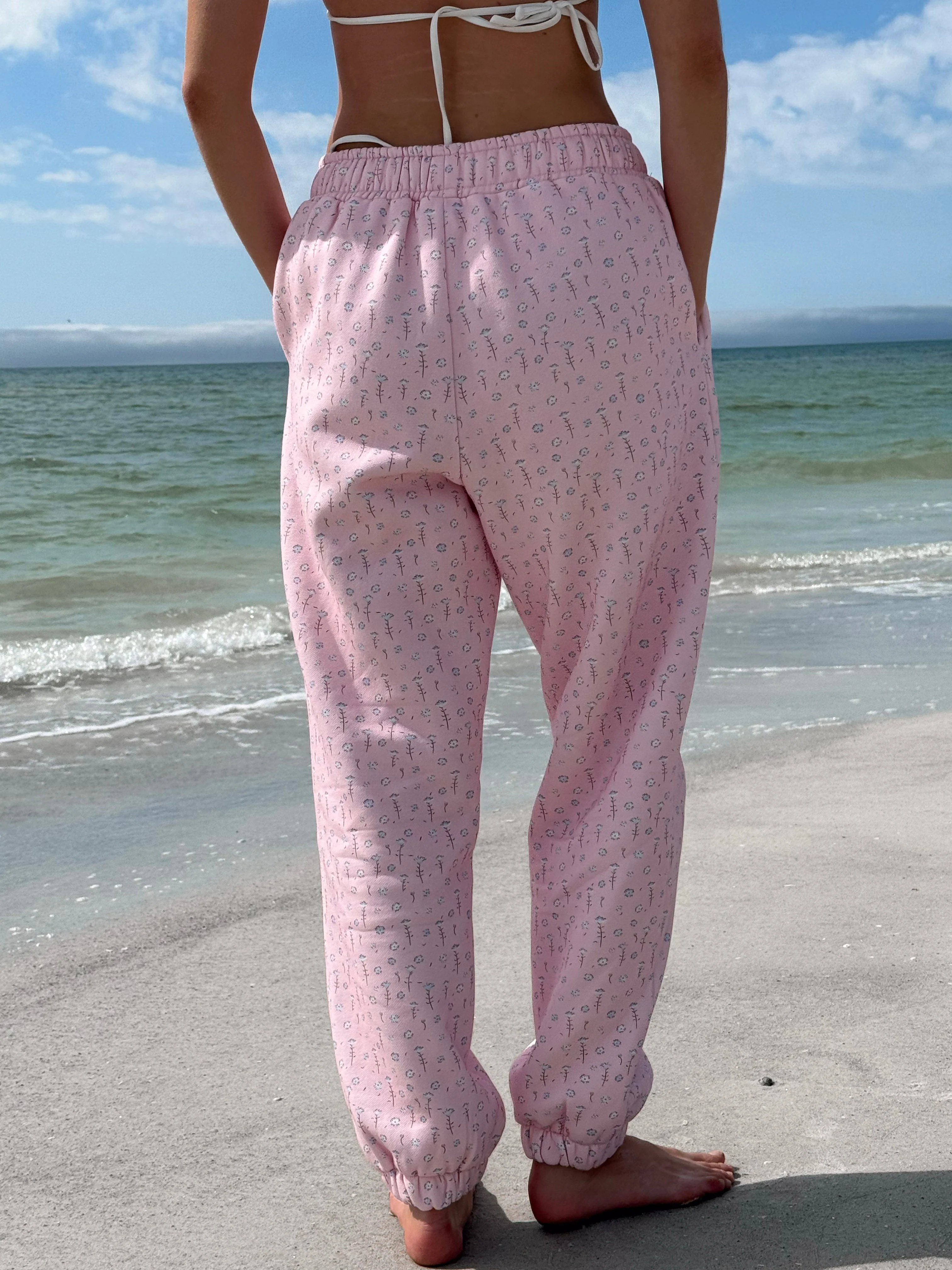 Light Pink Ditsy Blue Floral Joggers - Image 4
