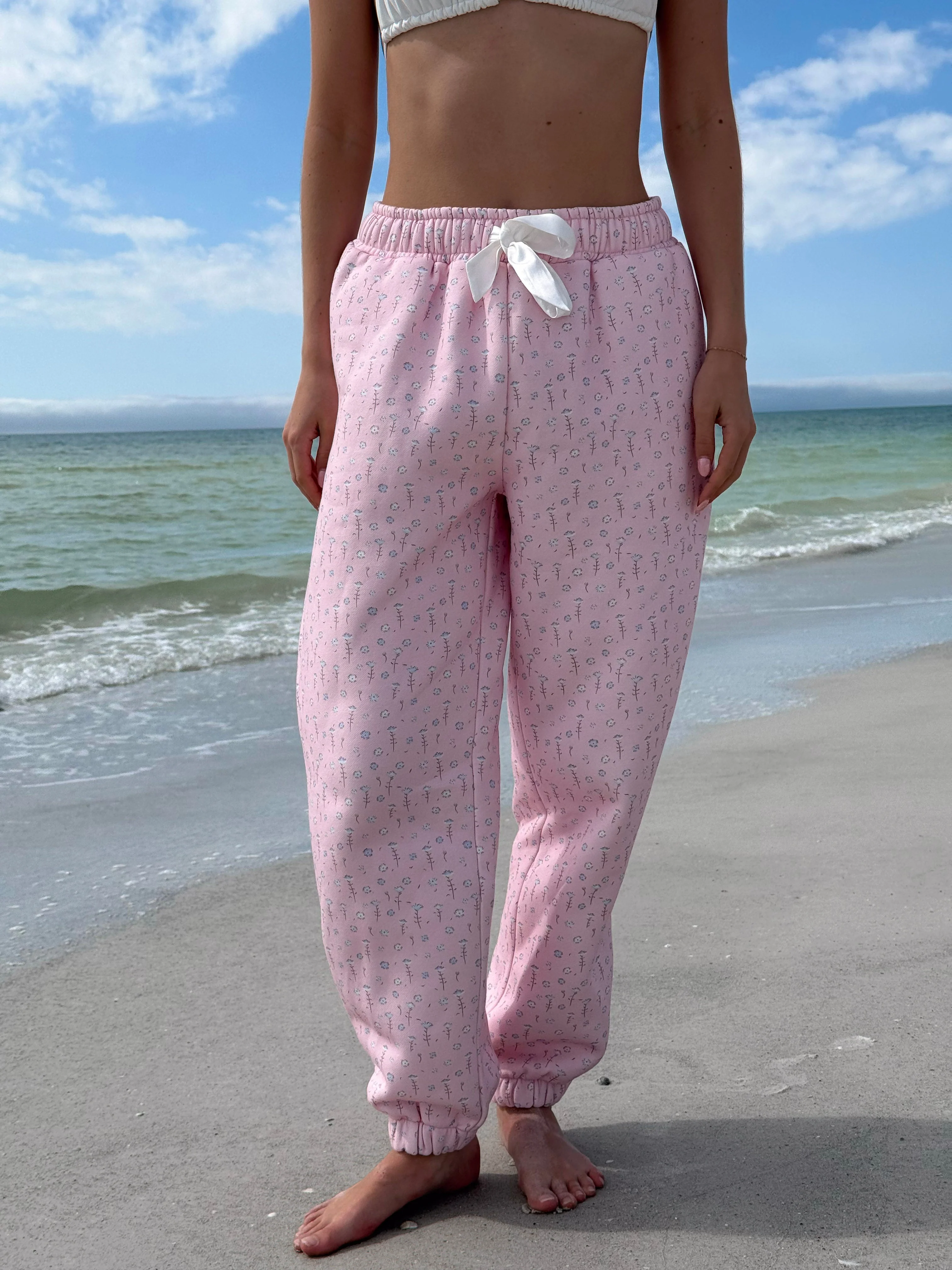 Light Pink Ditsy Blue Floral Joggers - Image 9