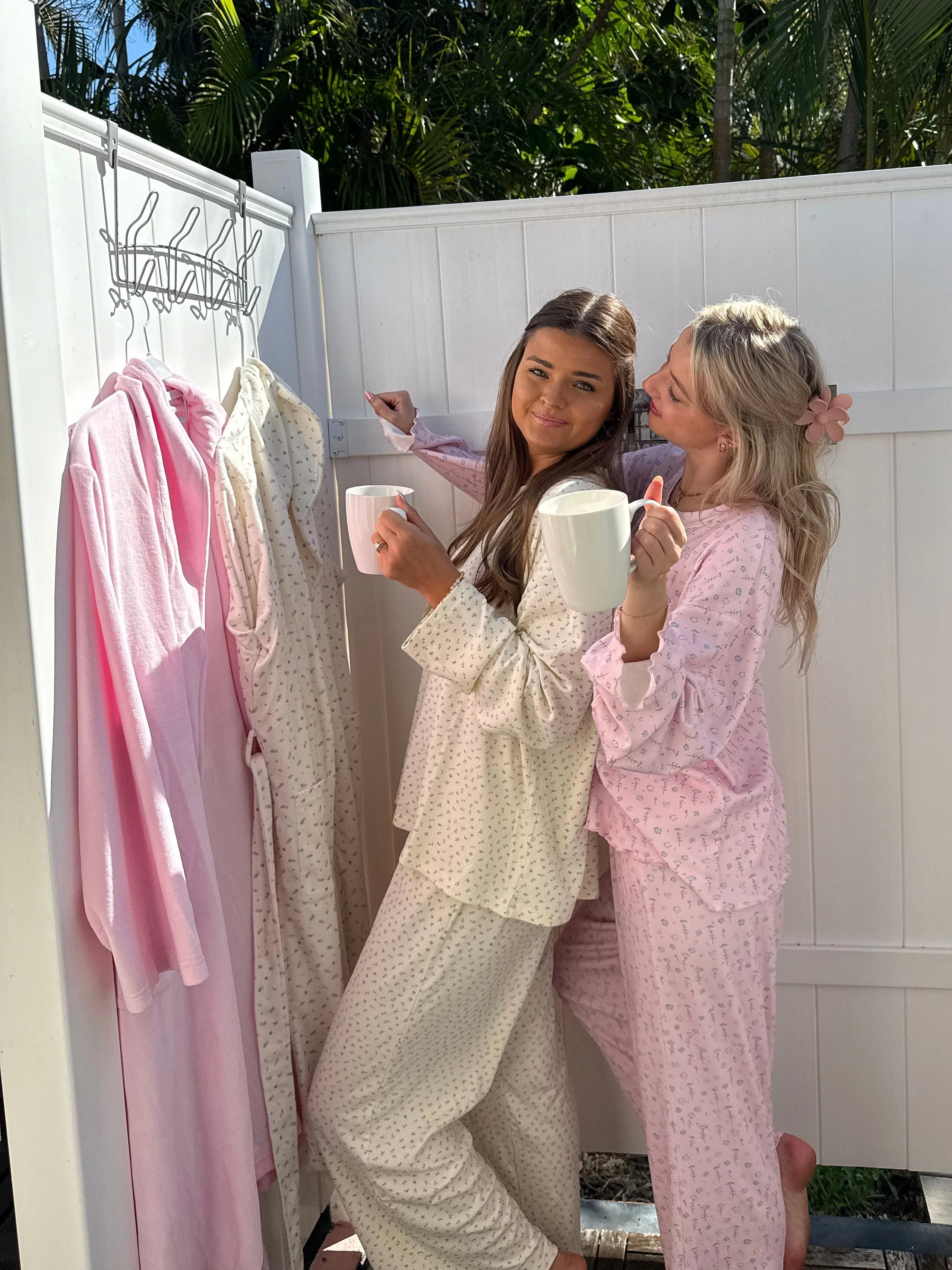 Light Pink Ditsy Blue Floral Pajama Pants - Image 5
