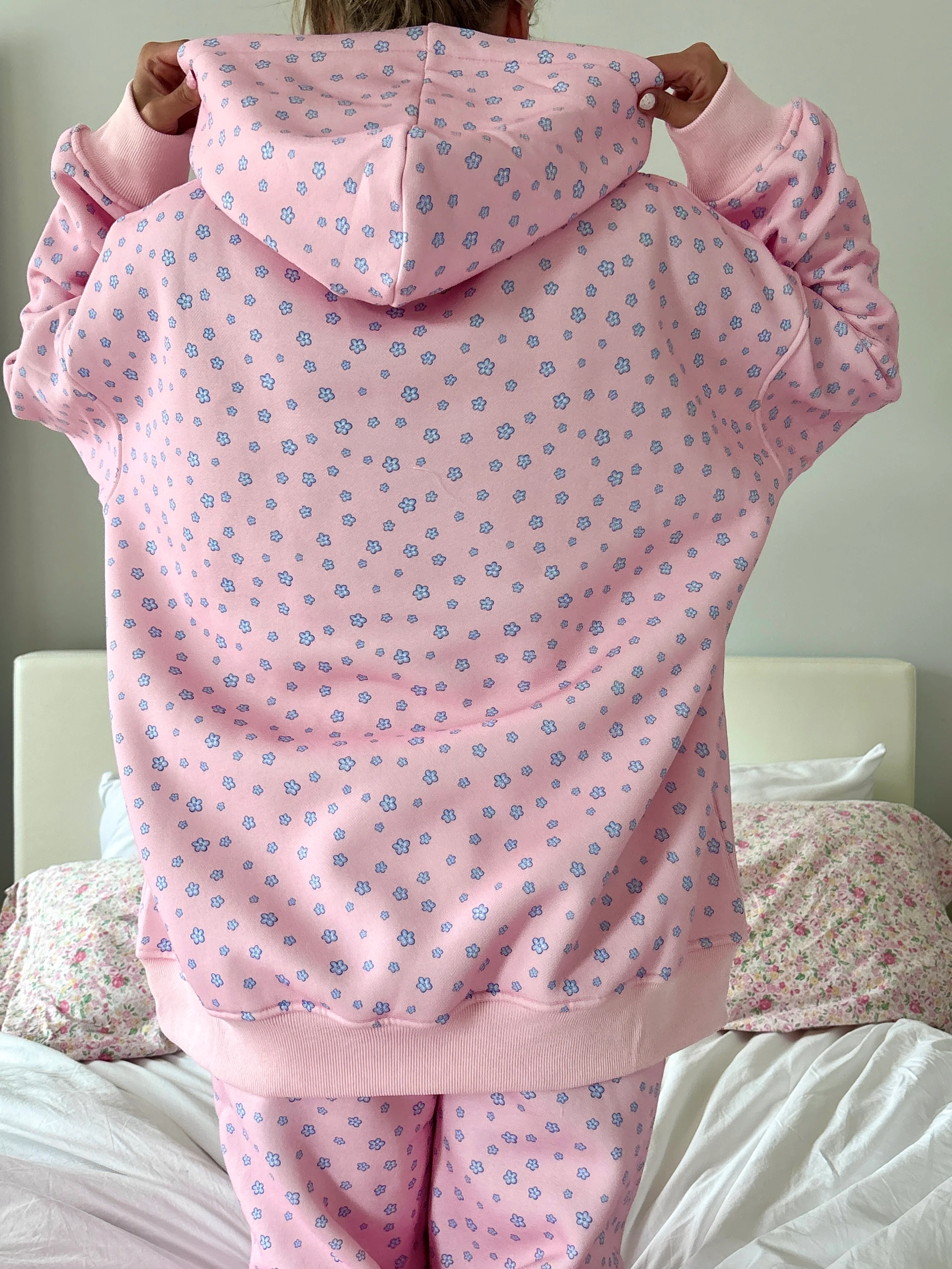 Light Pink Lilo Blue Floral Hoodie - Image 8