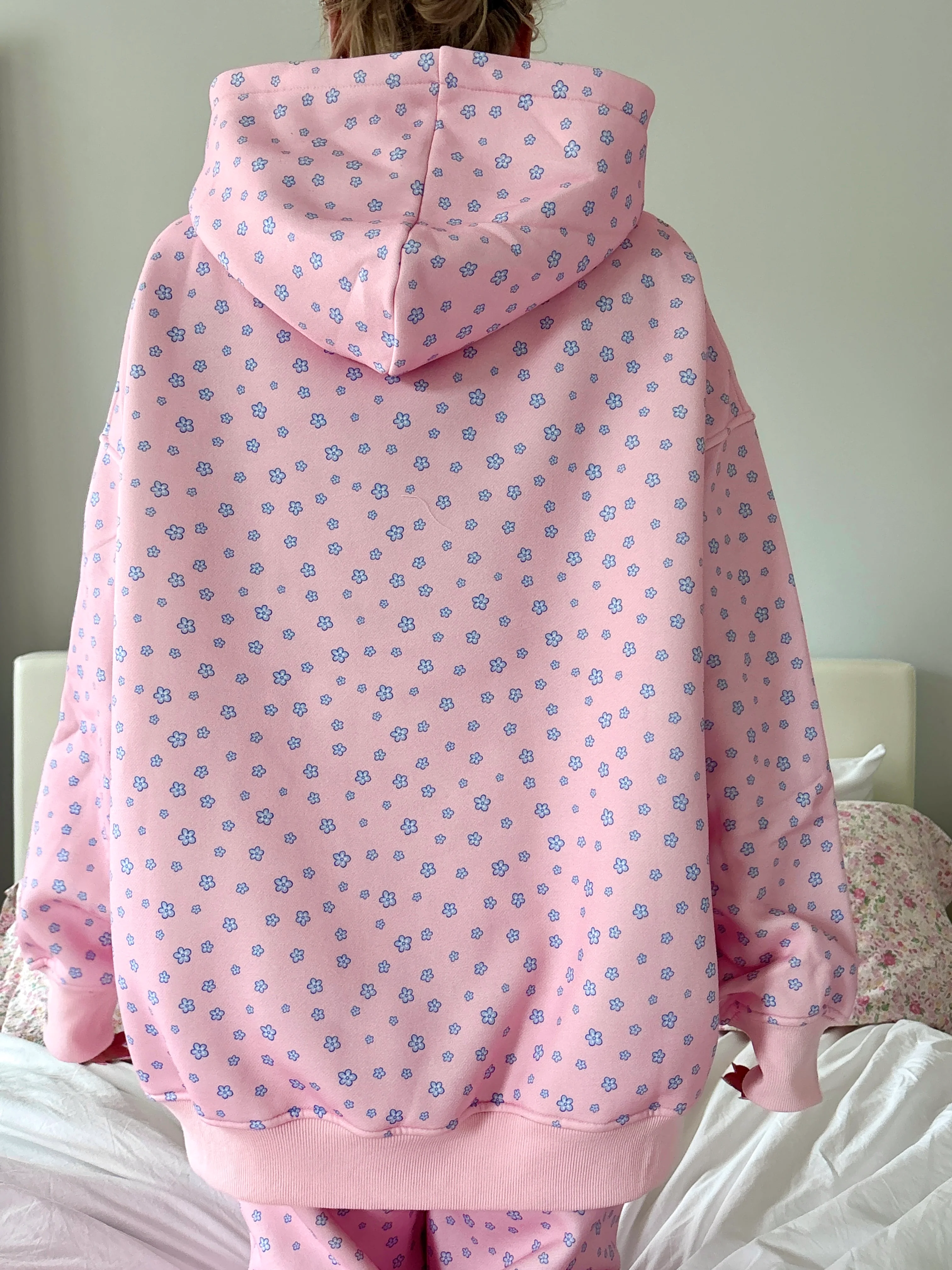 Light Pink Lilo Blue Floral Hoodie - Image 9