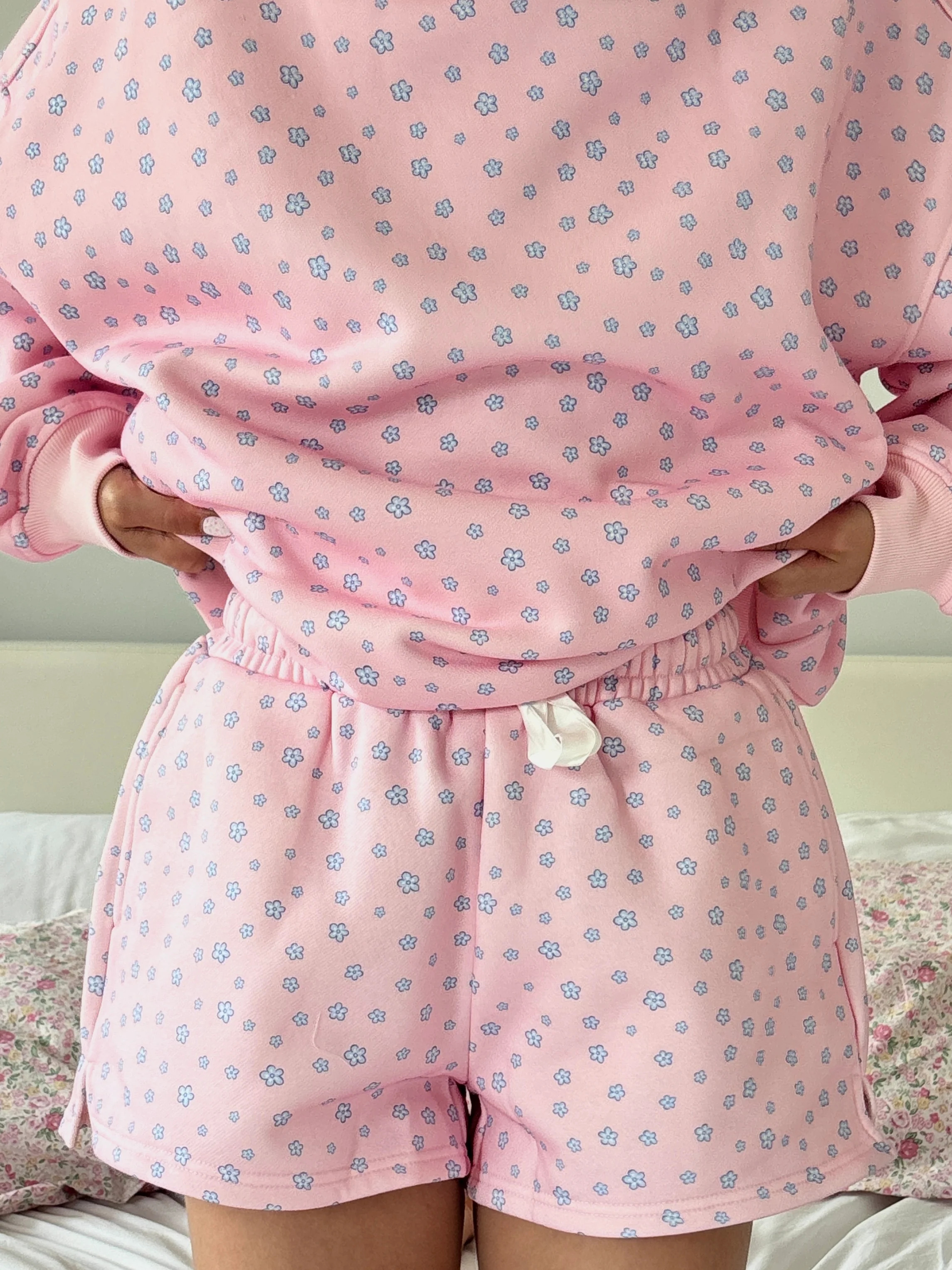Light Pink Lilo Blue Floral Shorts - Image 3