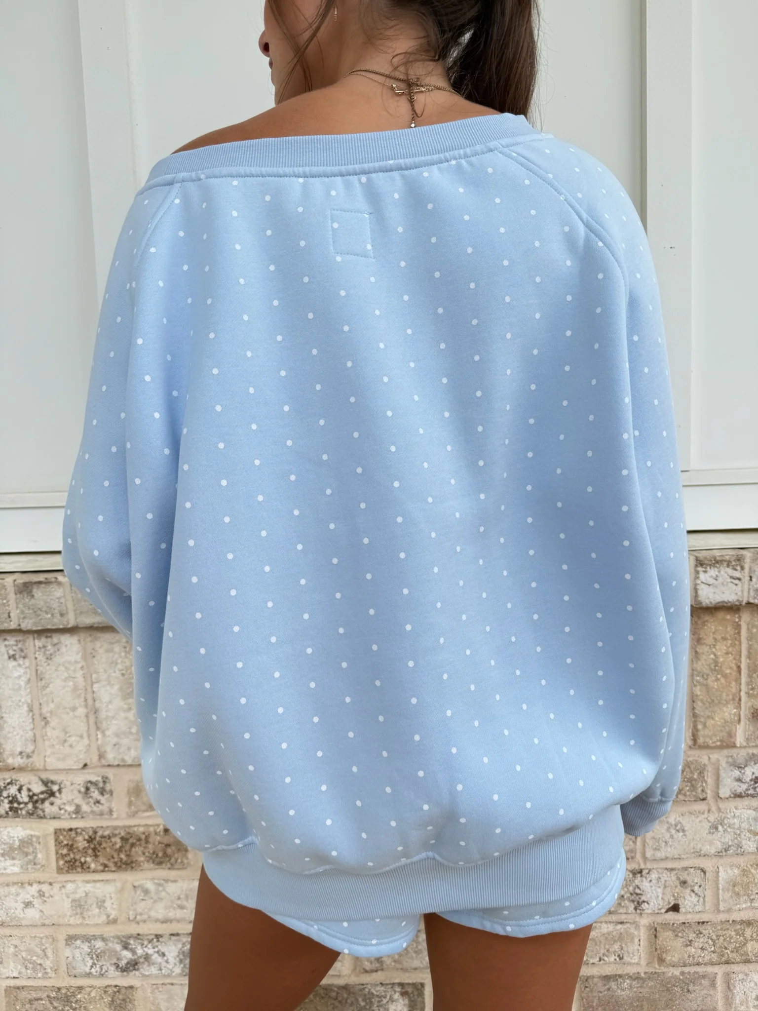 Polka Dot Off The Shoulder Sweatshirts - Image 18