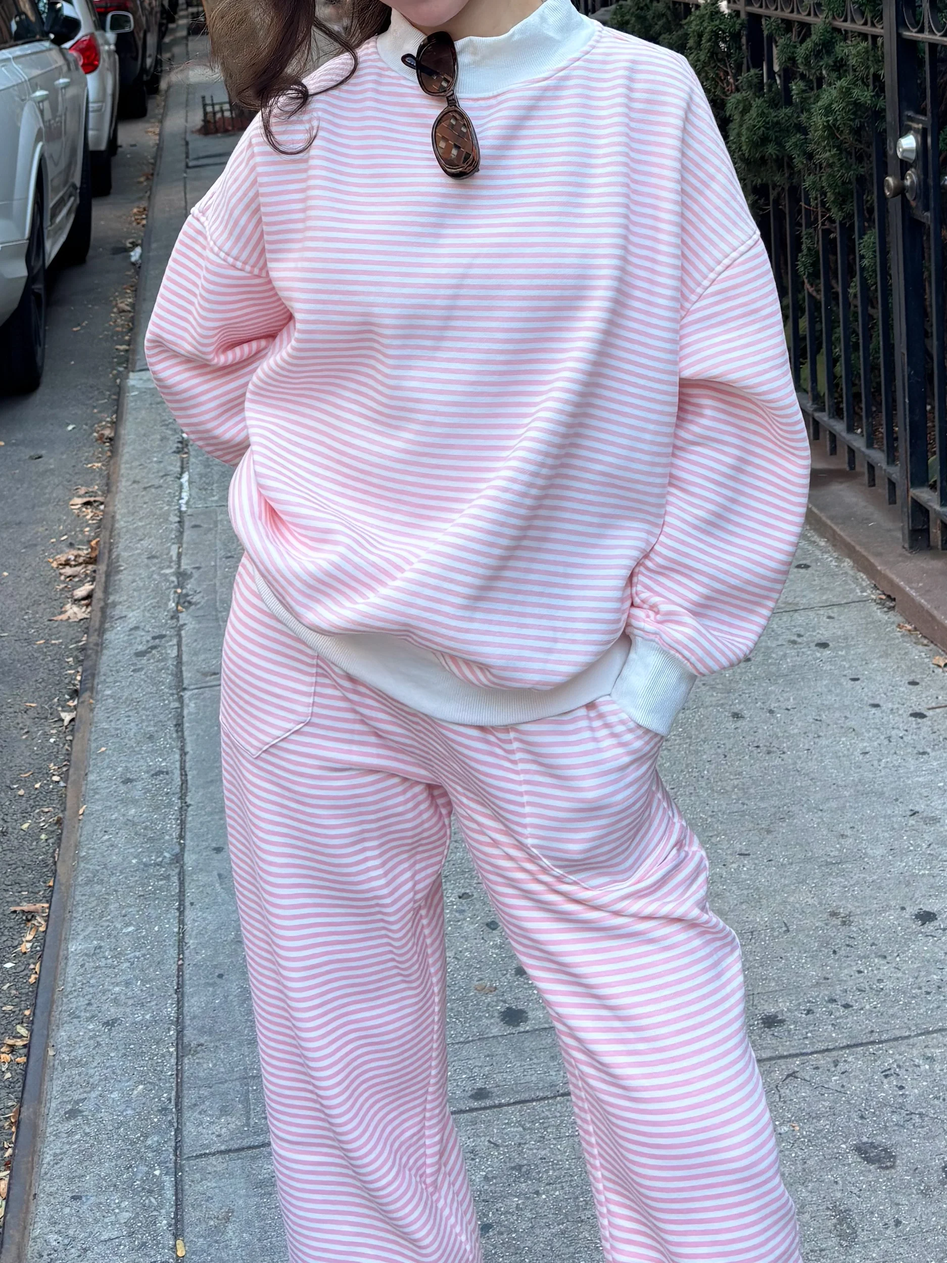 Light Pink and White Big Striped Sweatpants - Image 8