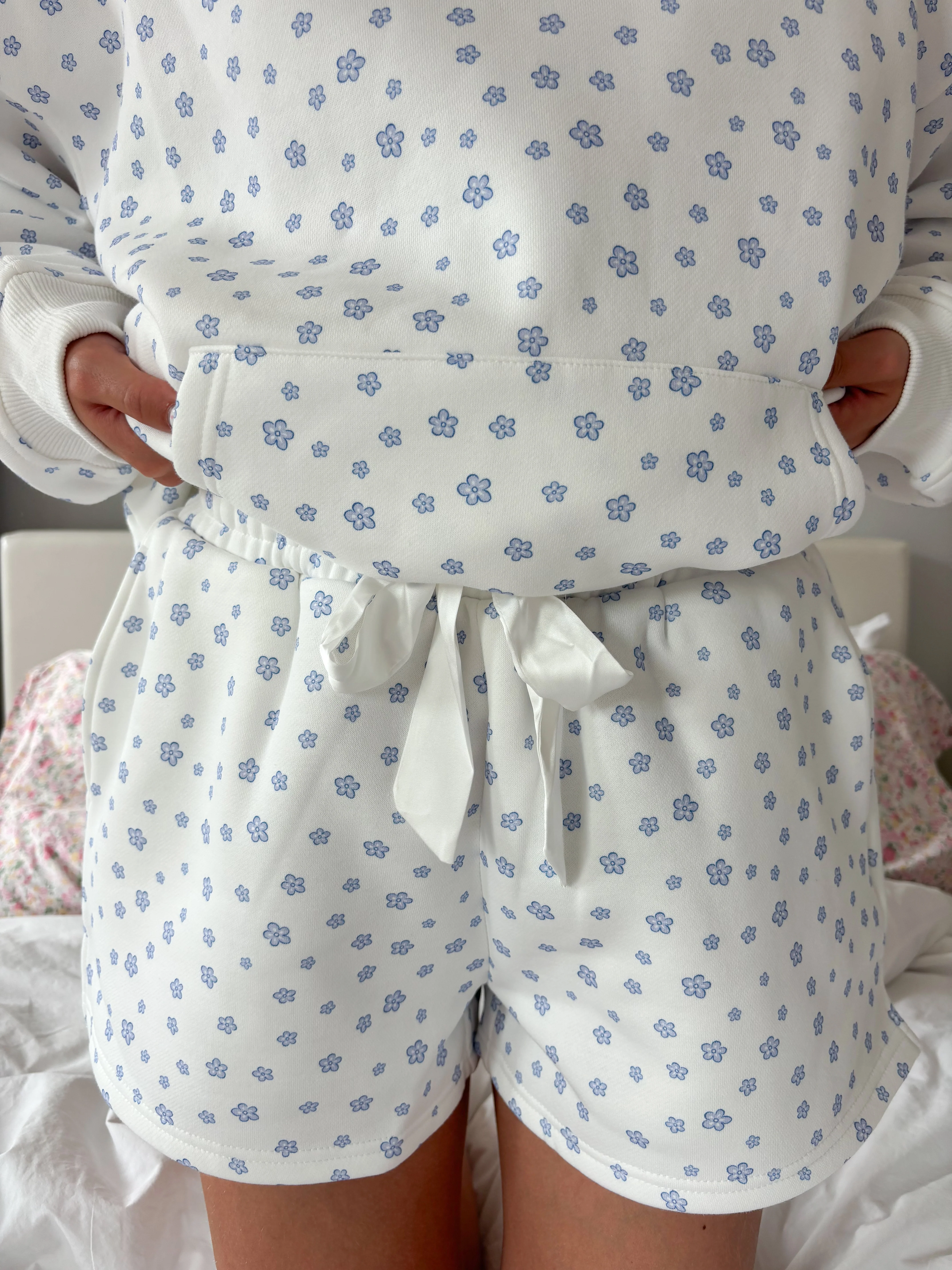 White Lilo Blue Floral Shorts - Image 3
