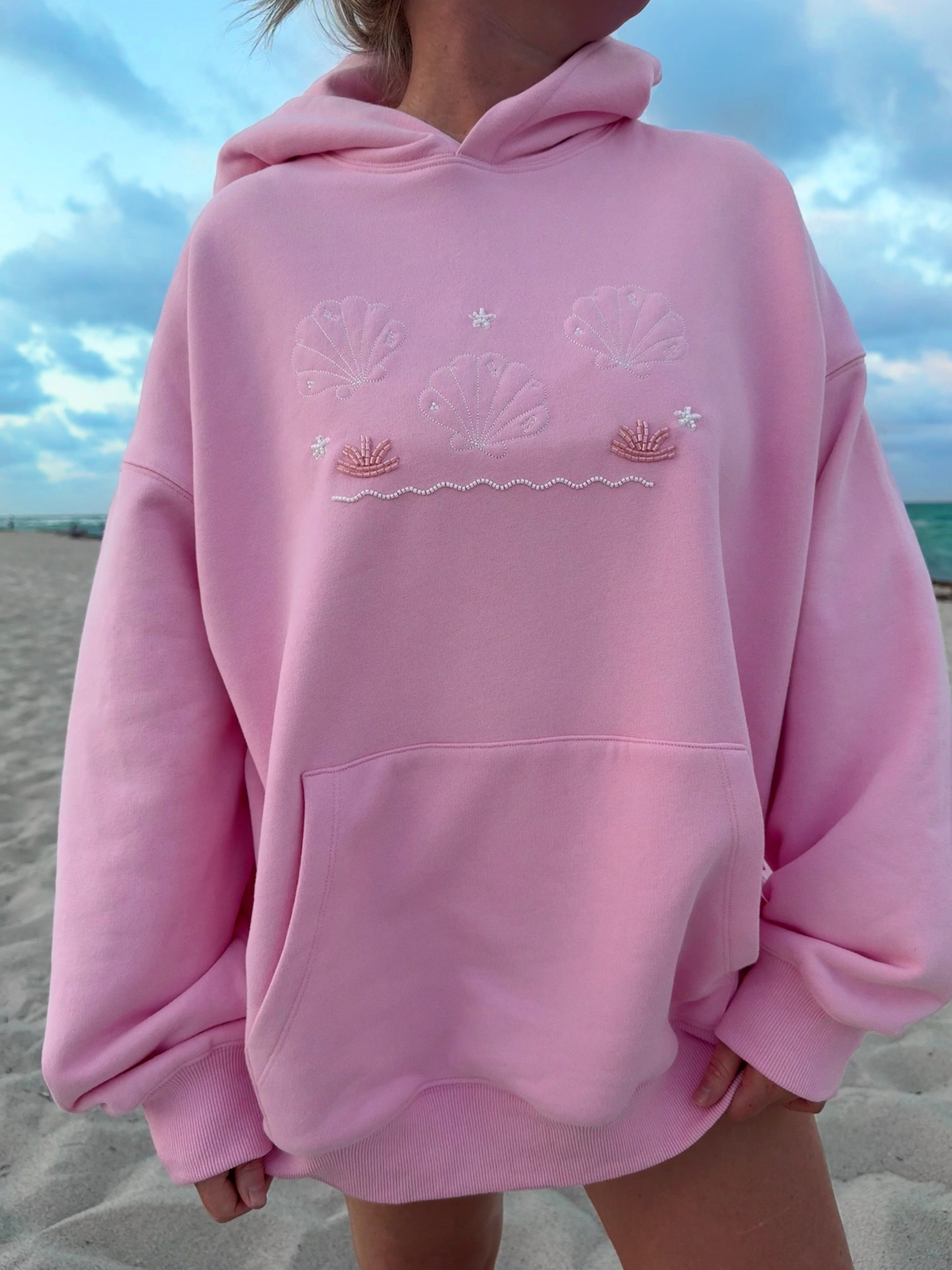Lottie Pink Bikini Beaded Ocean Oversized Hoodie 100% Cotton - Image 6