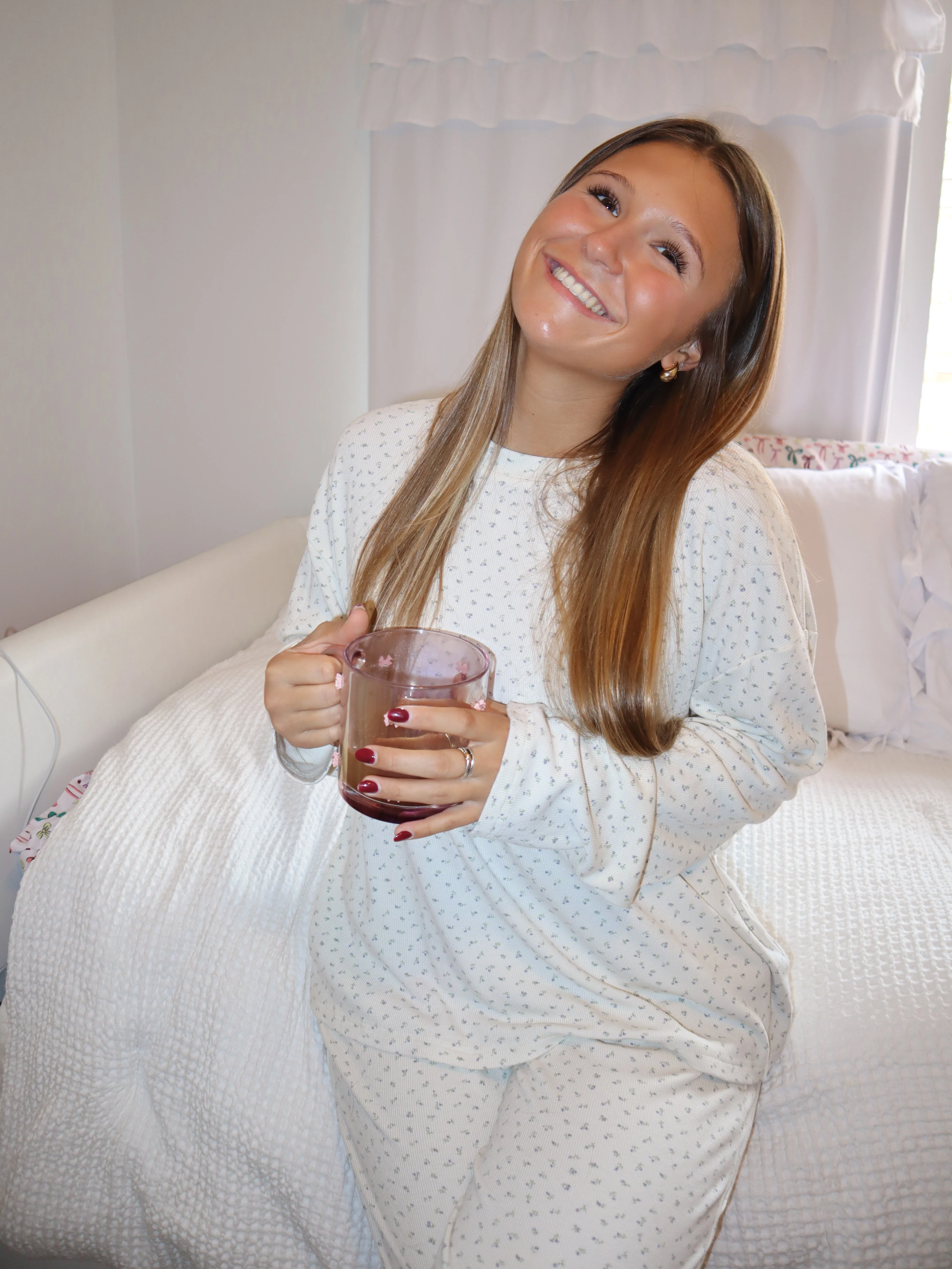 Pale Floral Long Sleeve Pajama Top - Image 10