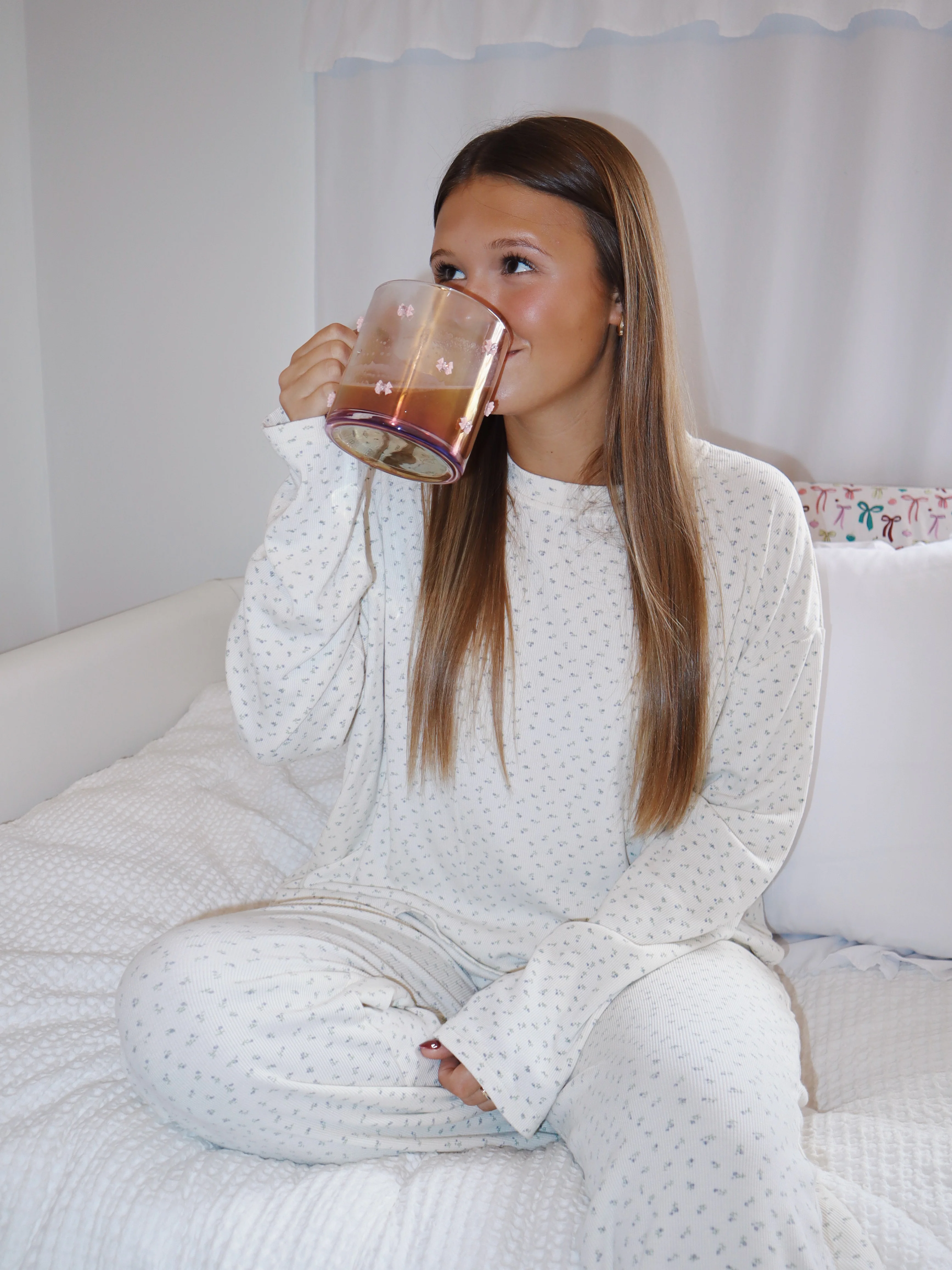 Pale Floral Long Sleeve Pajama Top - Image 13