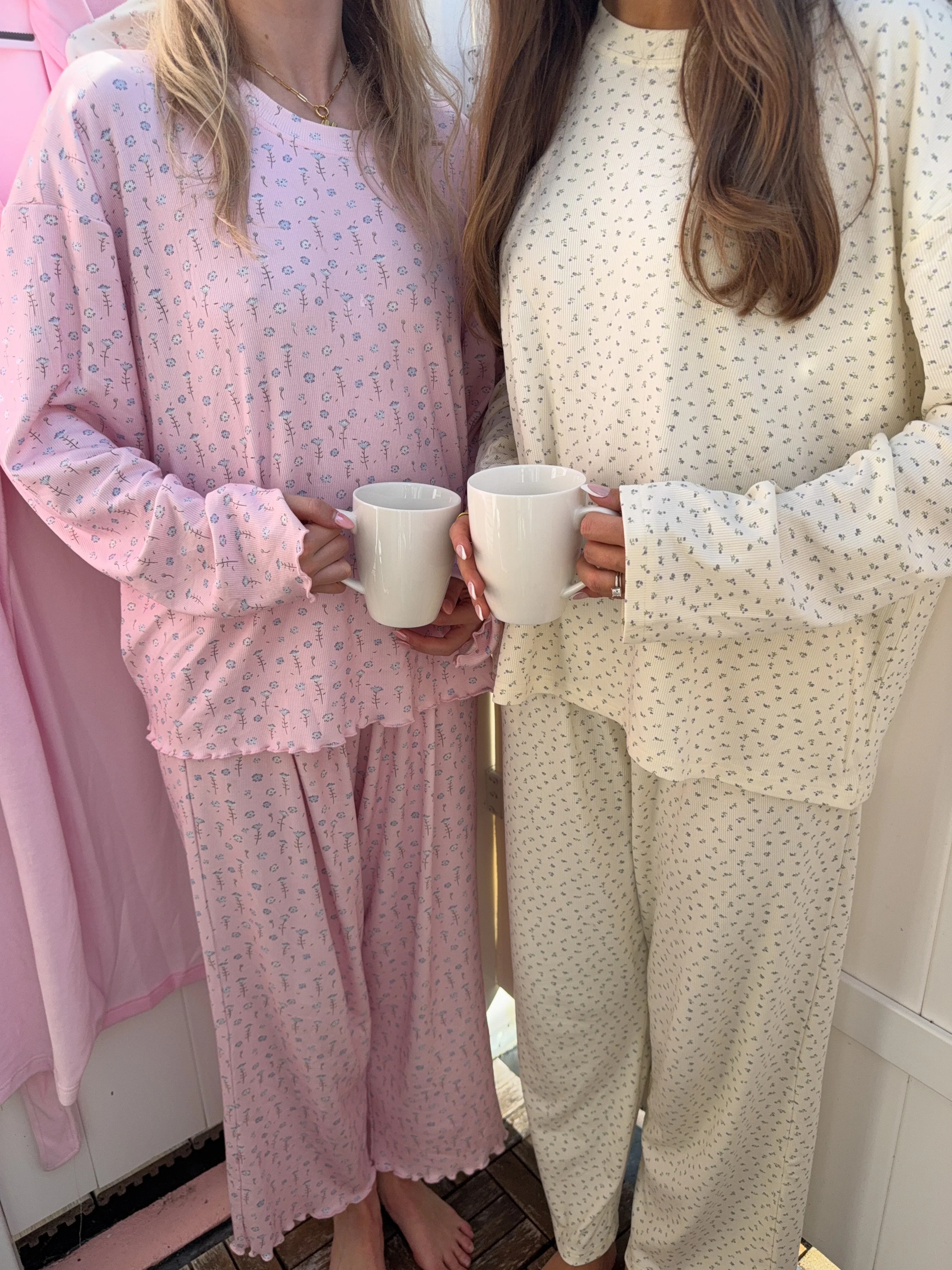 Pale Floral Long Sleeve Pajama Top - Image 6