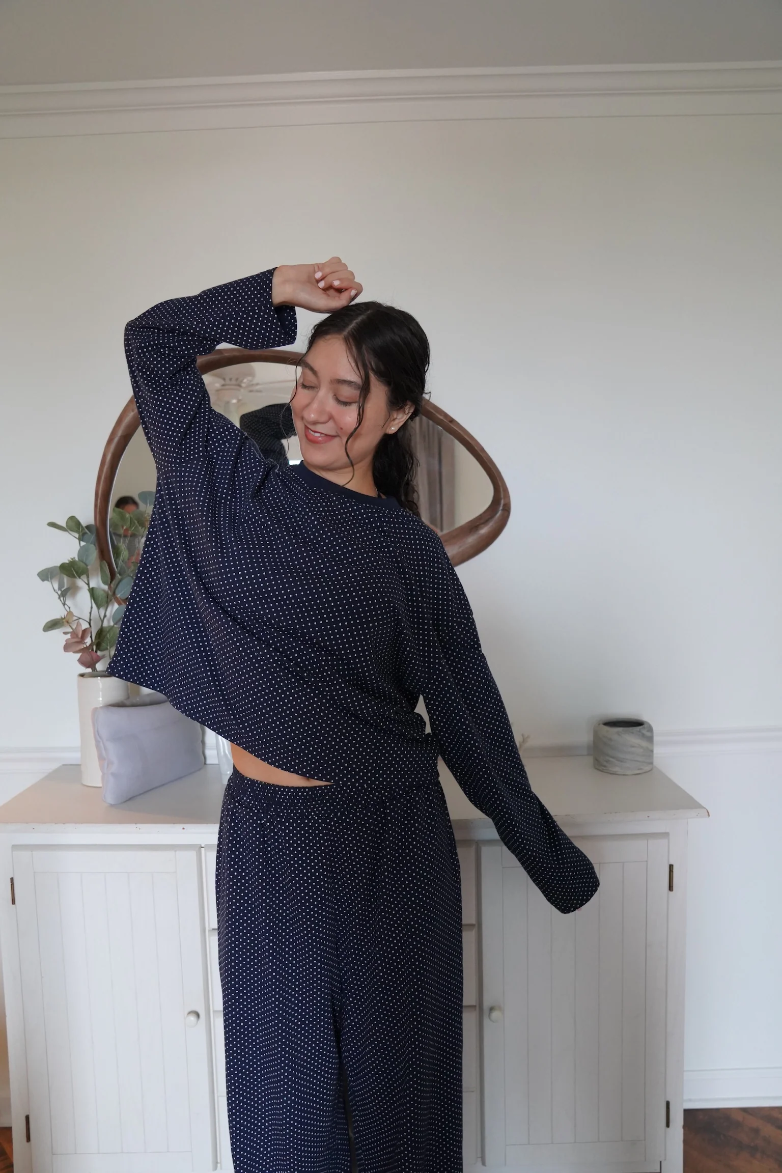 Navy Blue Polka Dot Loungewear Pants - Image 13