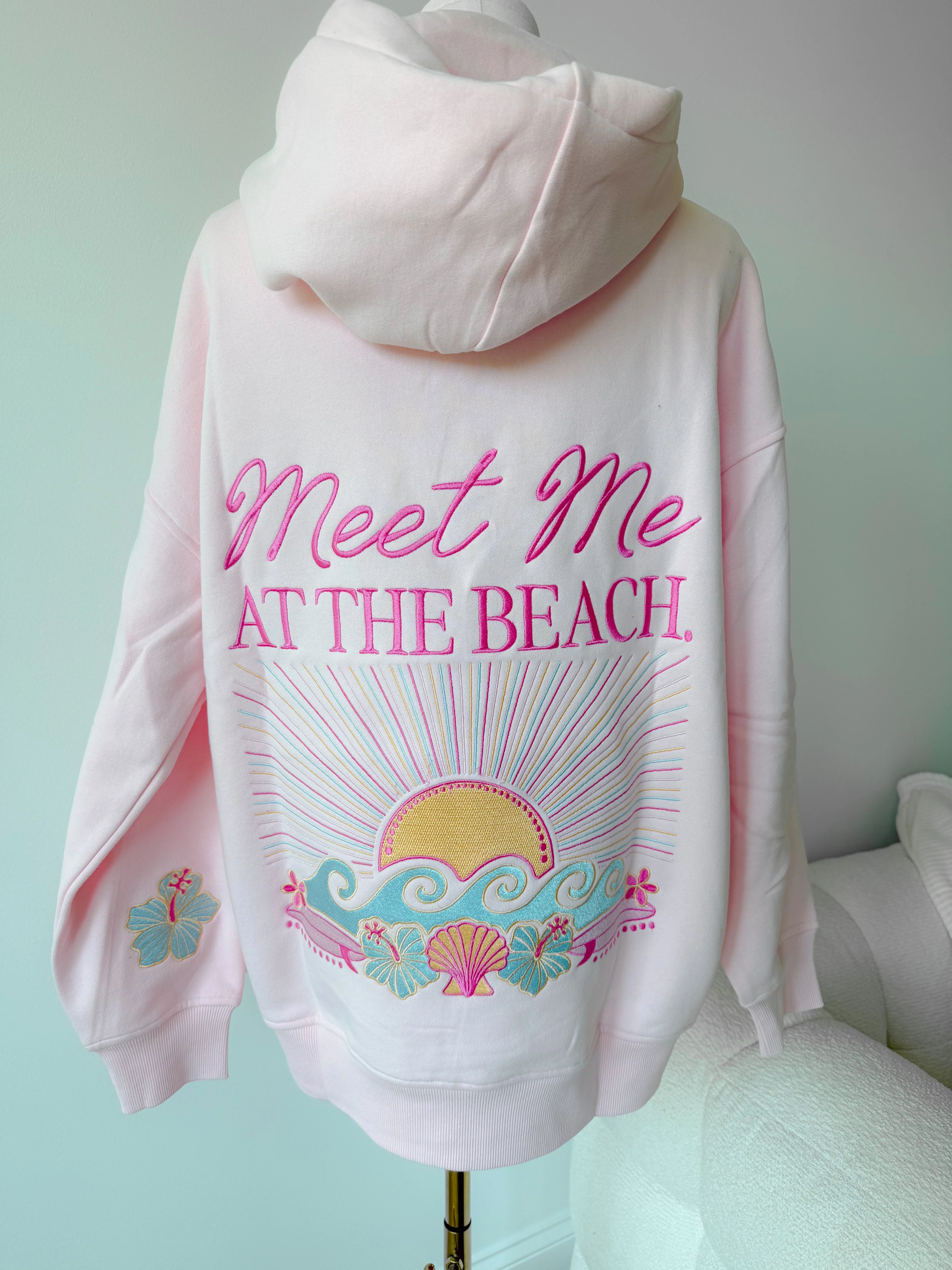 Meet Me At The Beach Sunset Embroidered Hoodie - Image 3