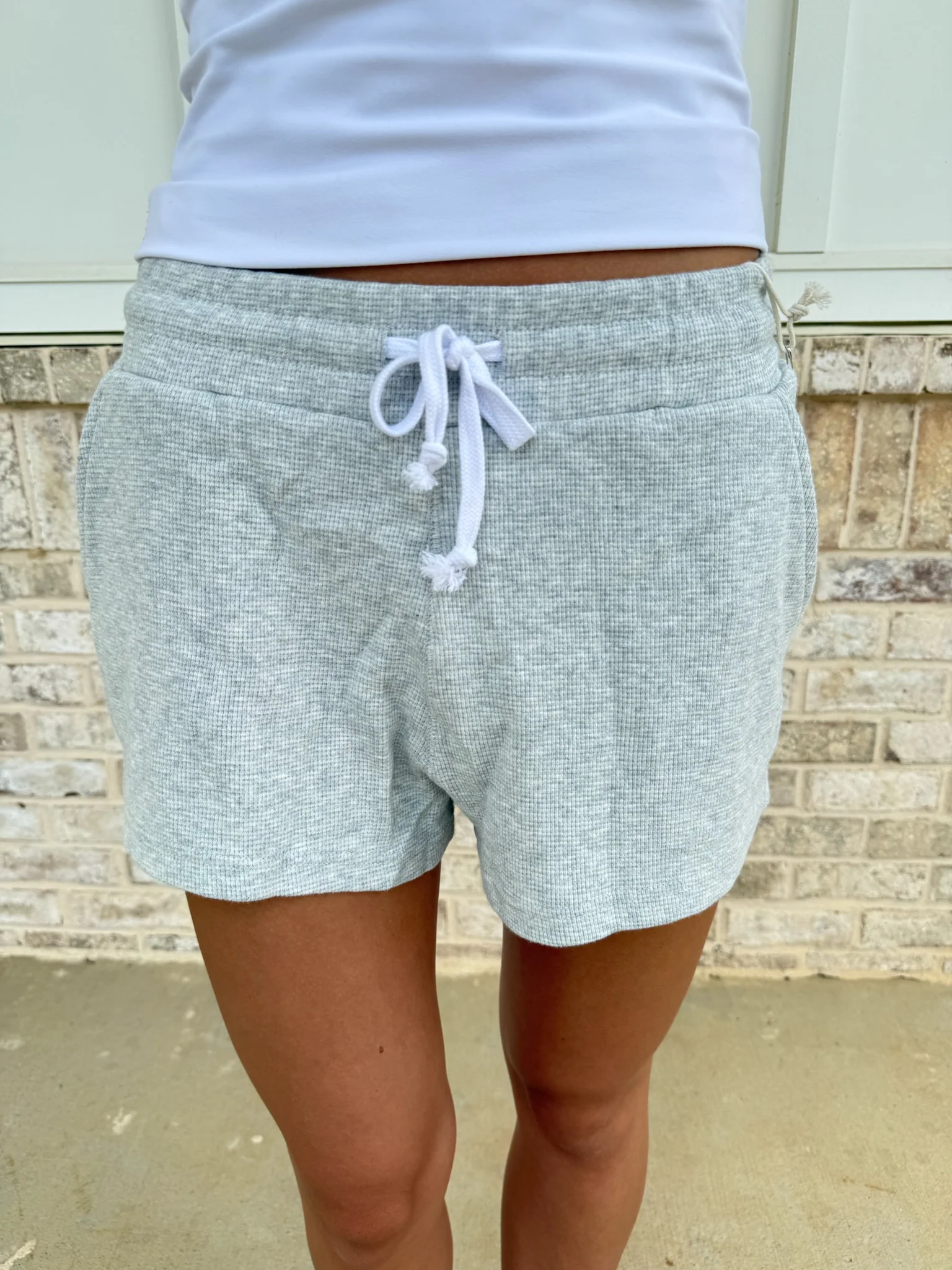 Grey Waffle Knit Shorts