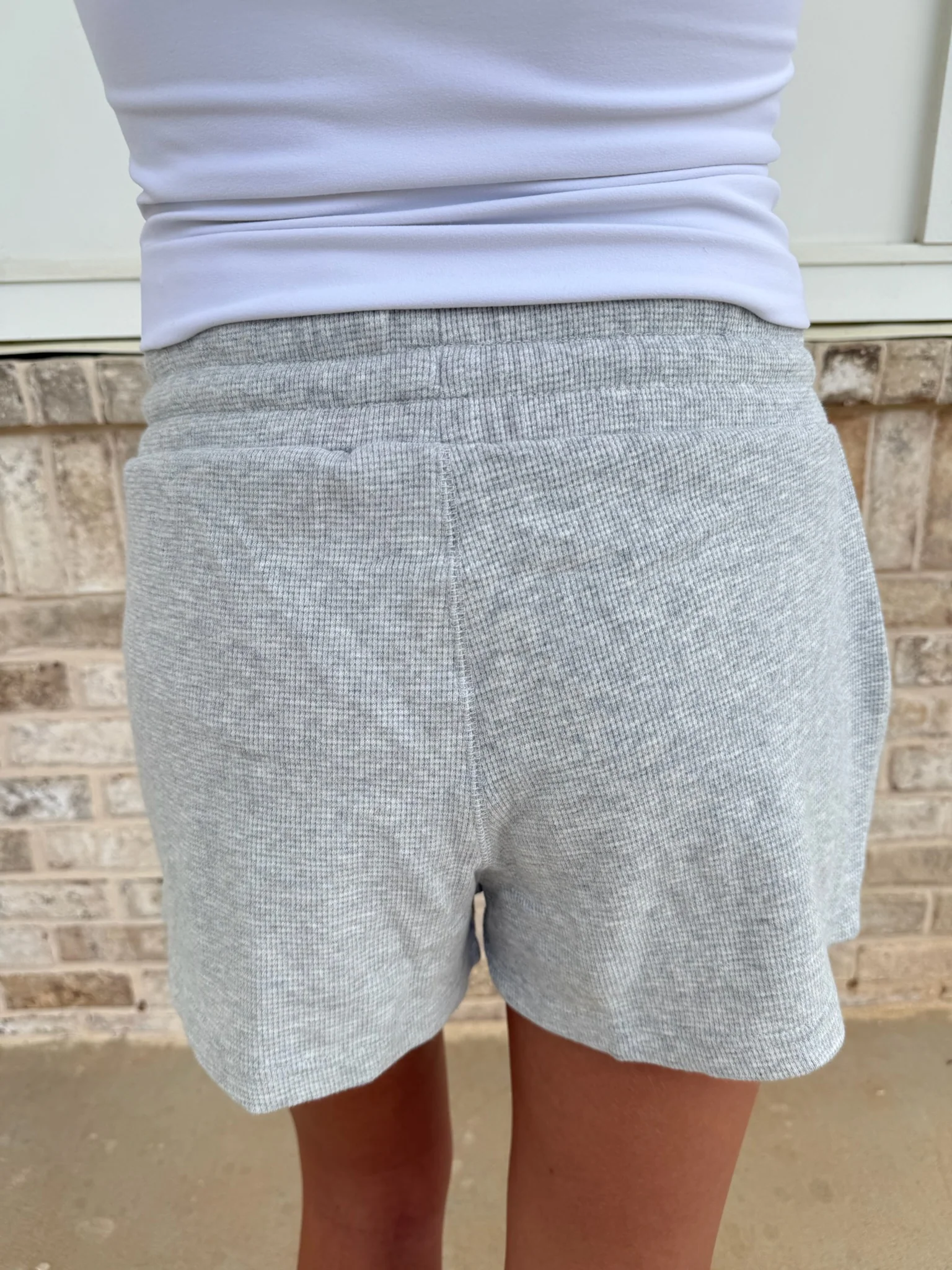Grey Waffle Knit Shorts - Image 2