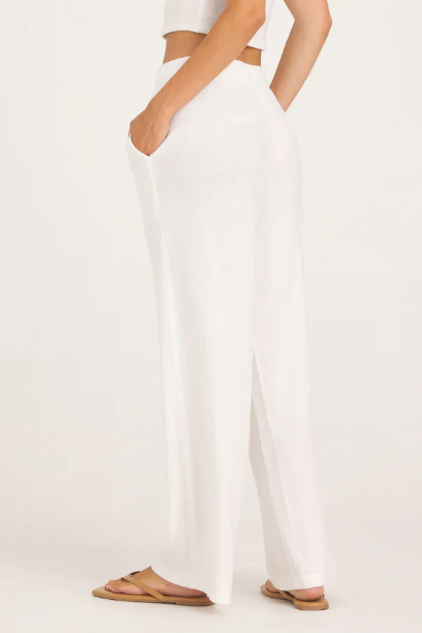 Solid Hacci Wide Leg Pant - Bone - Image 3