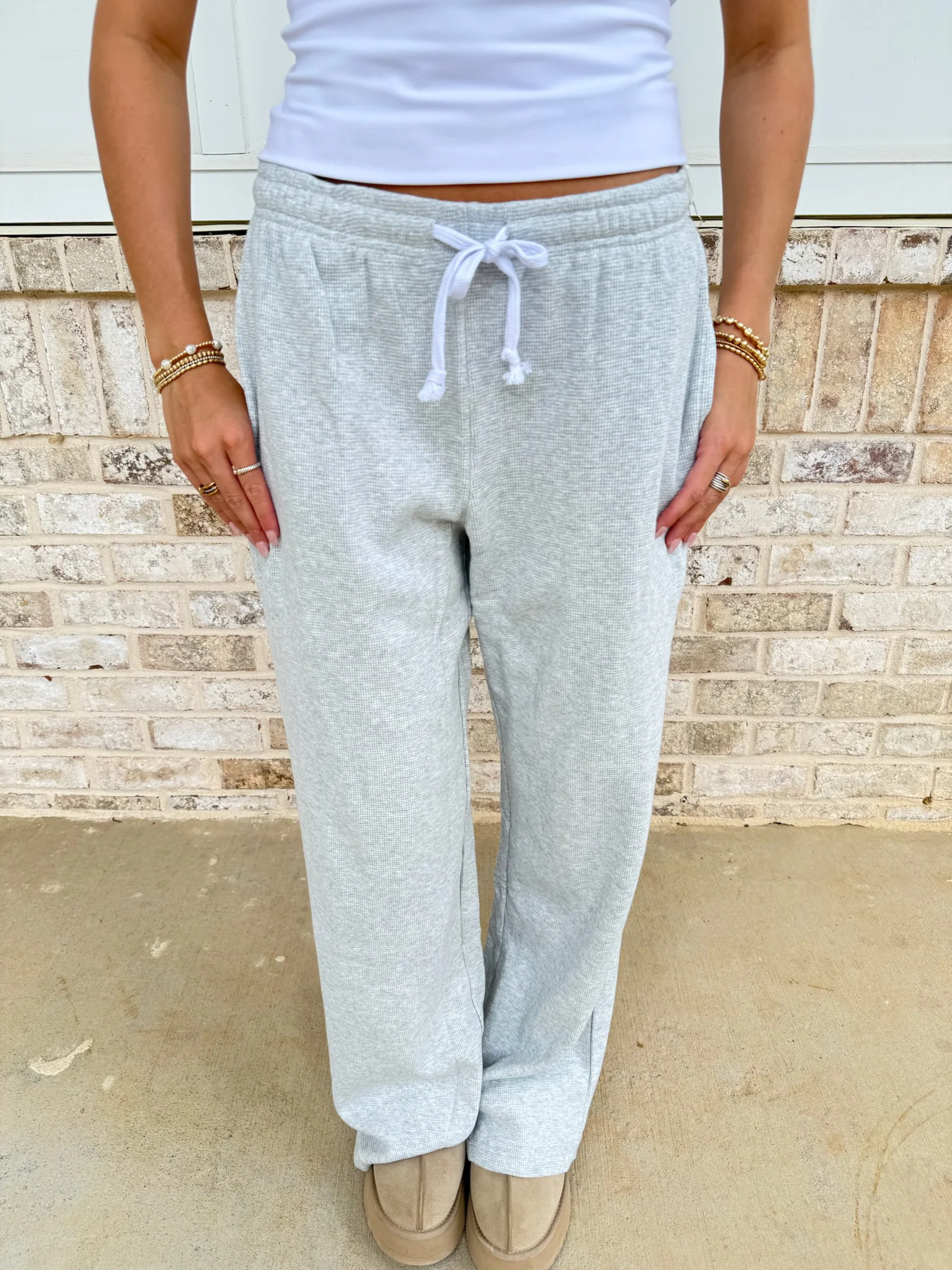 Grey Waffle Knit Pants