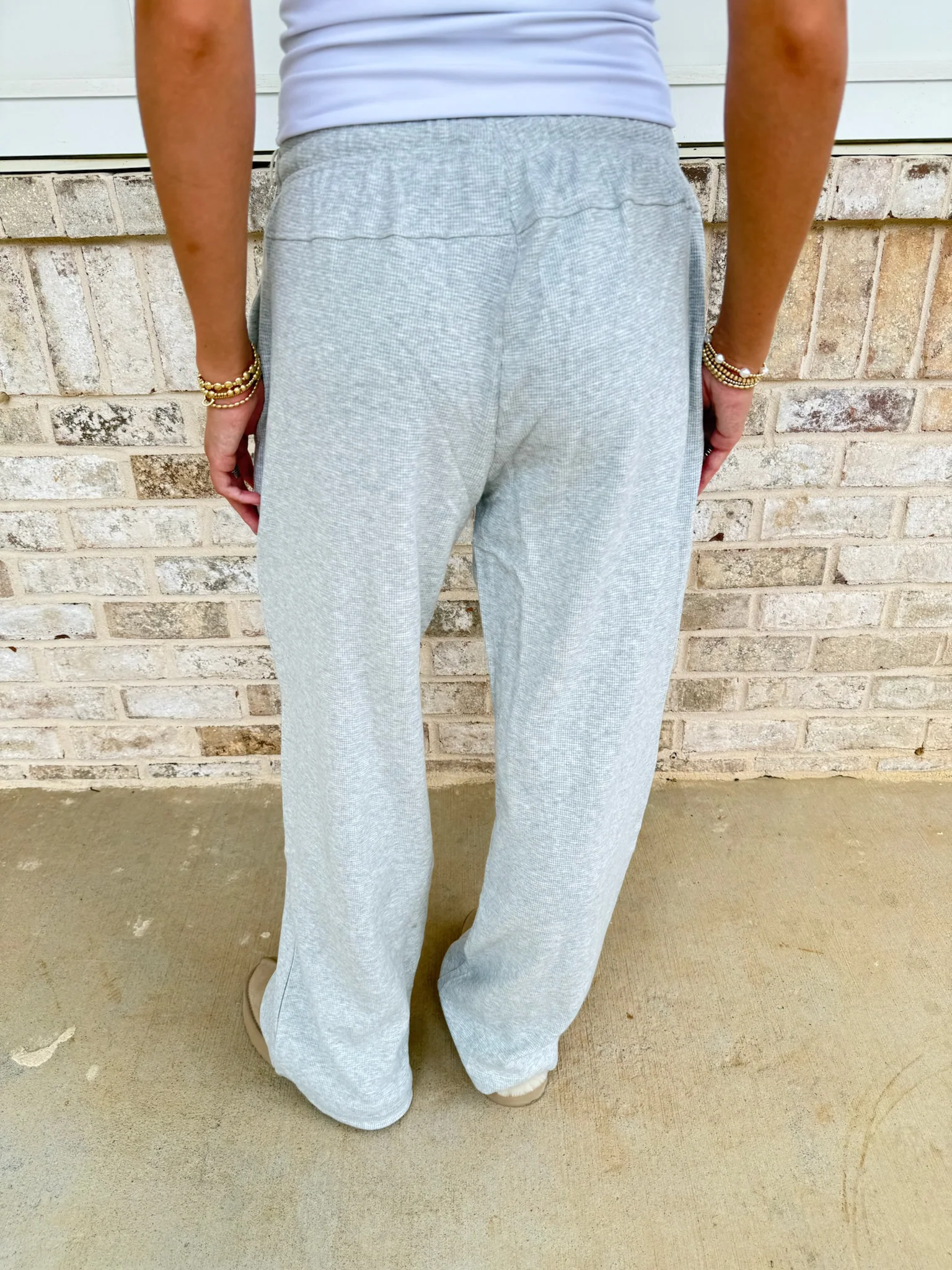 Grey Waffle Knit Pants - Image 2