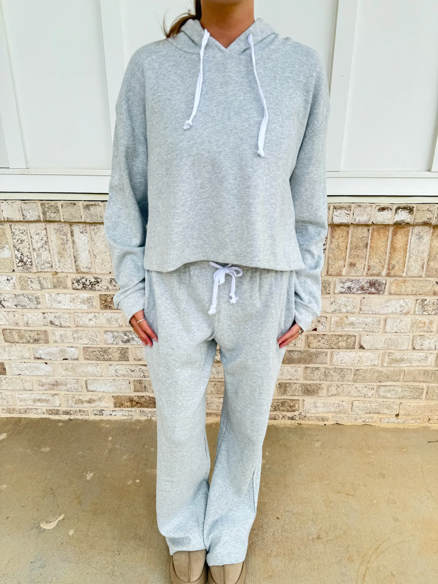 Grey Waffle Knit Pants - Image 3