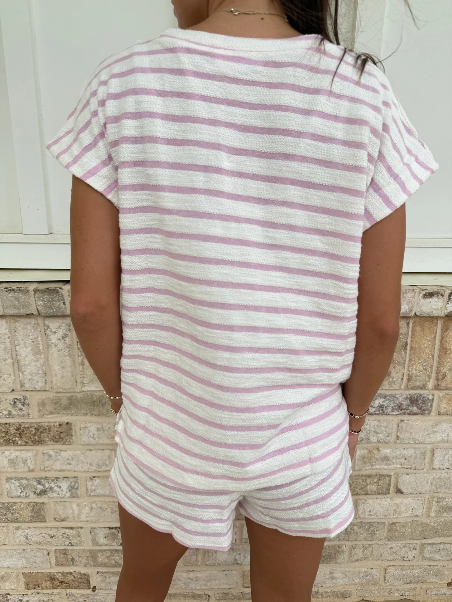 Avenue Striped Round Neck Short Sleeve Top - Image 4