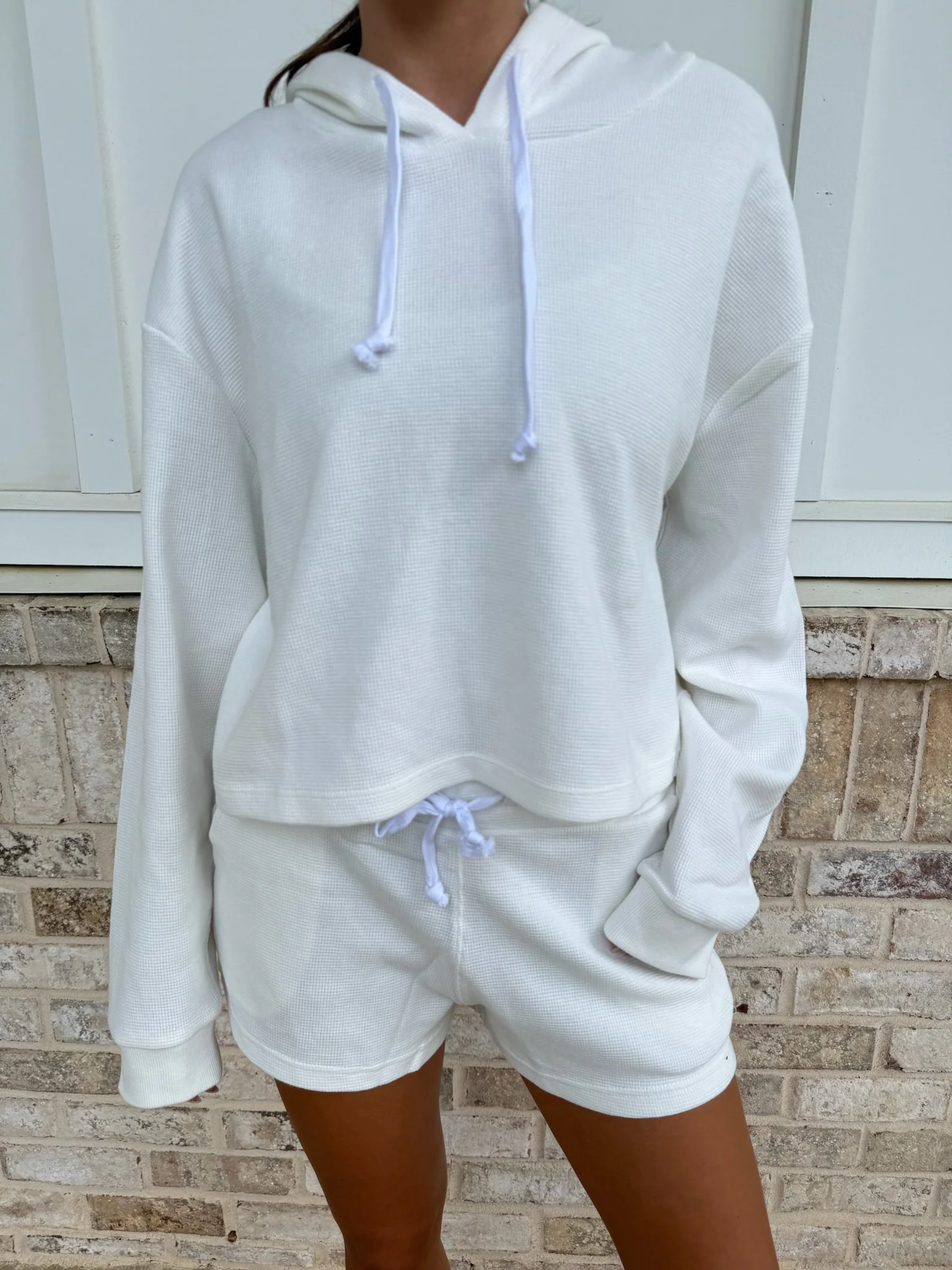 Ivory Waffle Kit Hoodie - Image 3