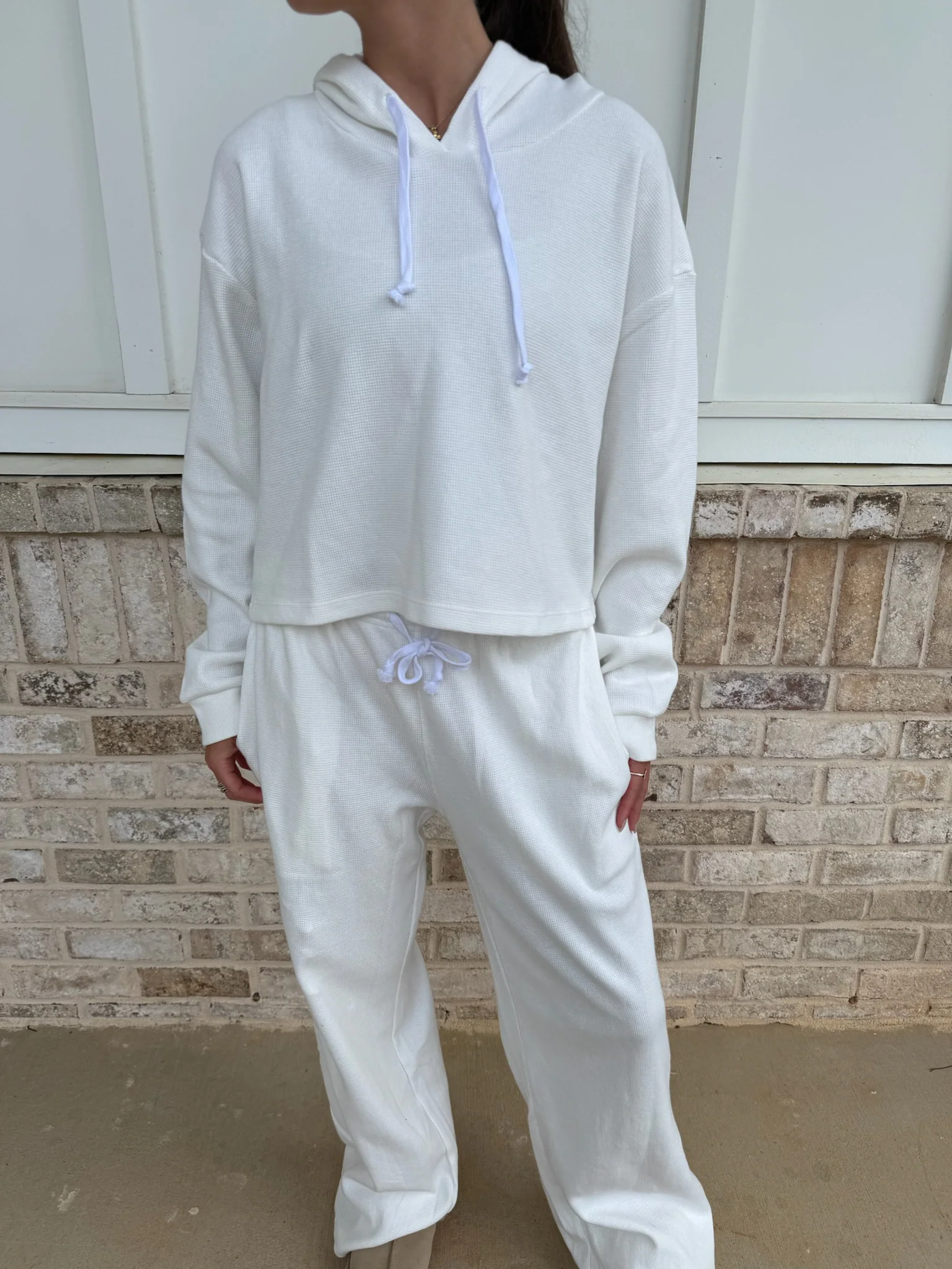 Ivory Waffle Kit Hoodie - Image 6