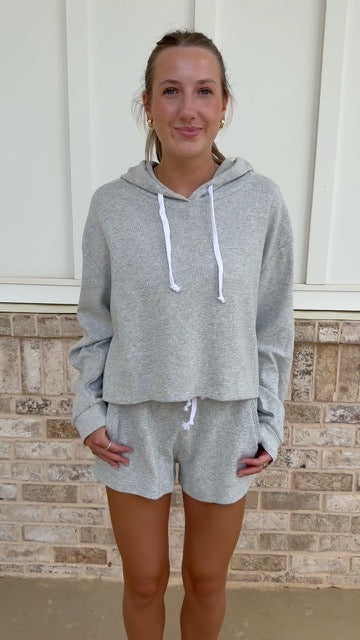 Grey Waffle Knit Hoodie - Image 3