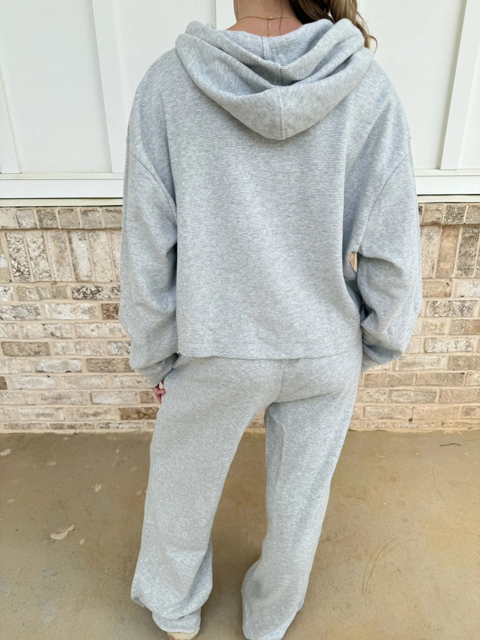 Grey Waffle Knit Hoodie - Image 5