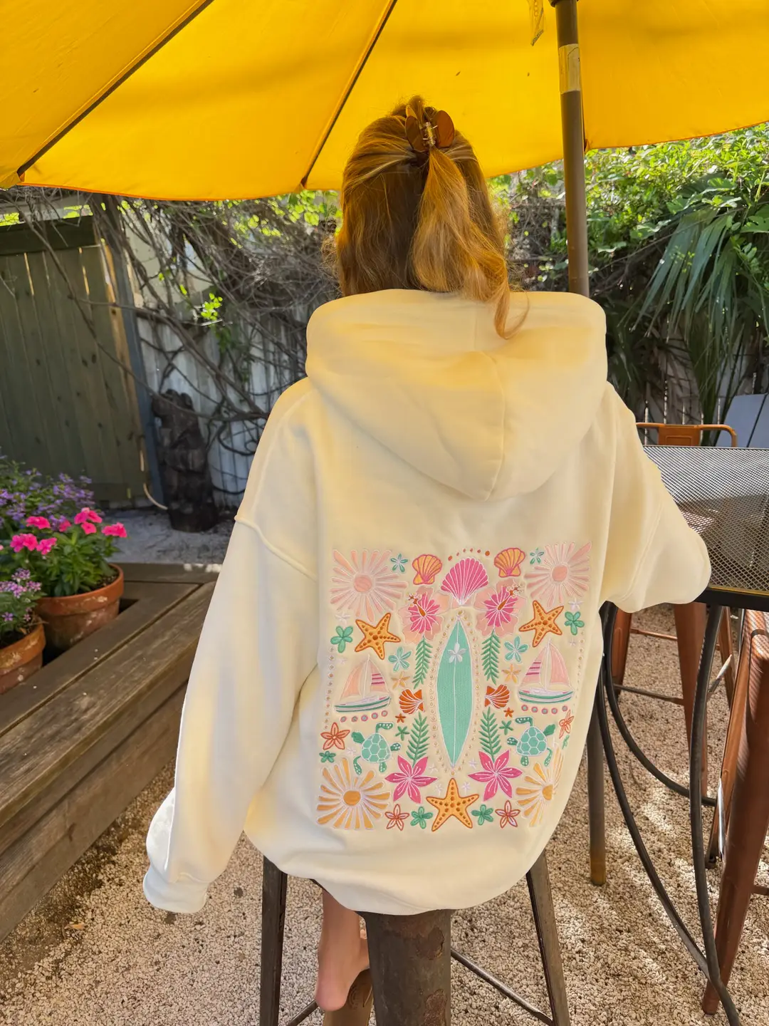 Detailed Surfboard Embroidered Hoodie - Image 6