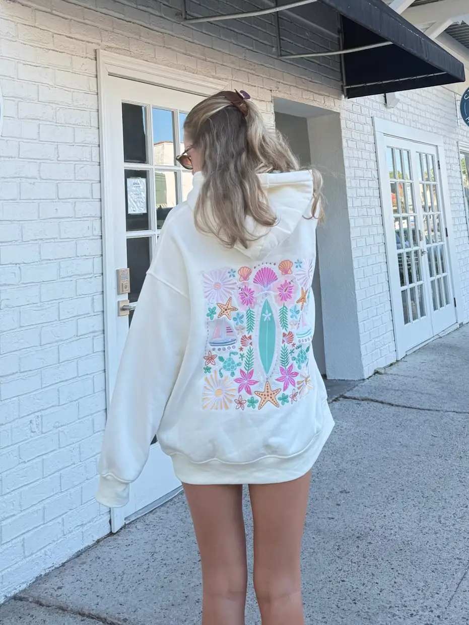 Detailed Surfboard Embroidered Hoodie - Image 7