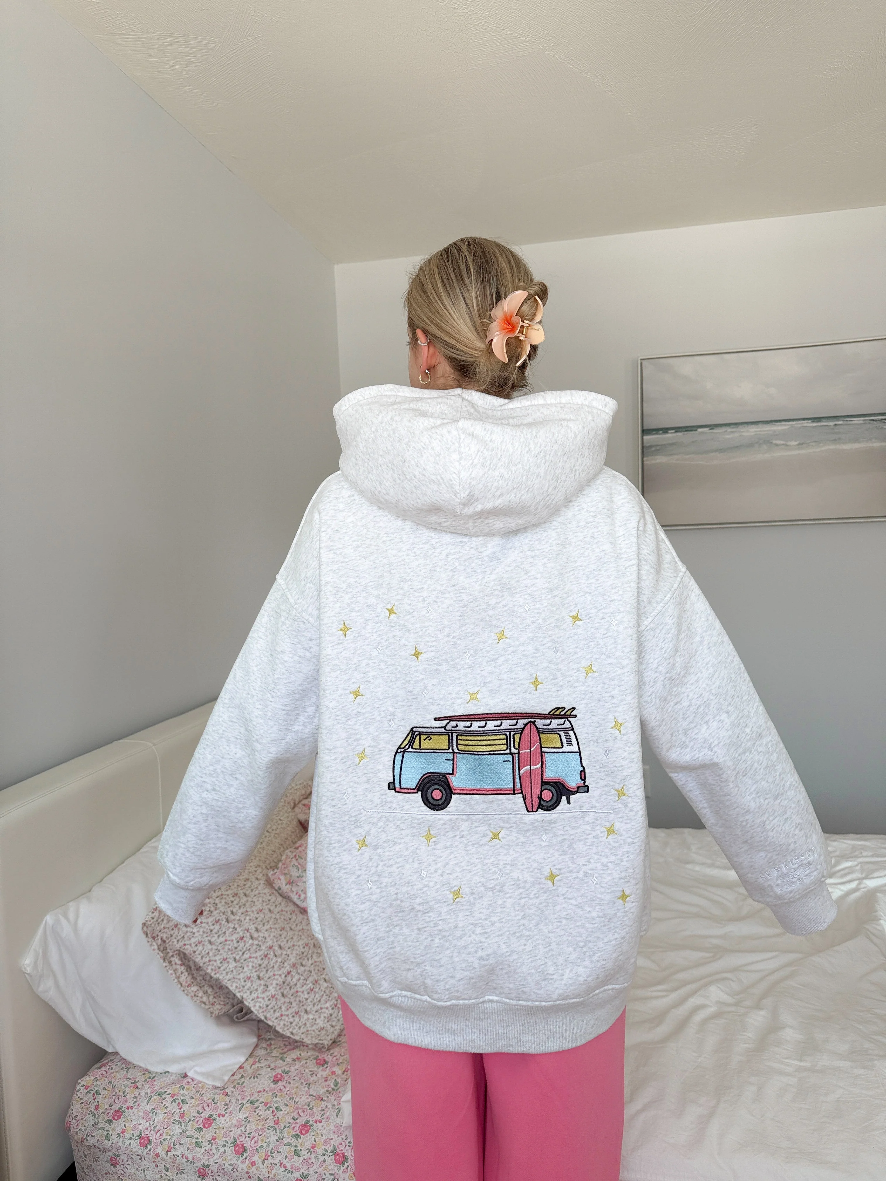 Pearl Grey Embroider Van Star Hoodie - Image 13