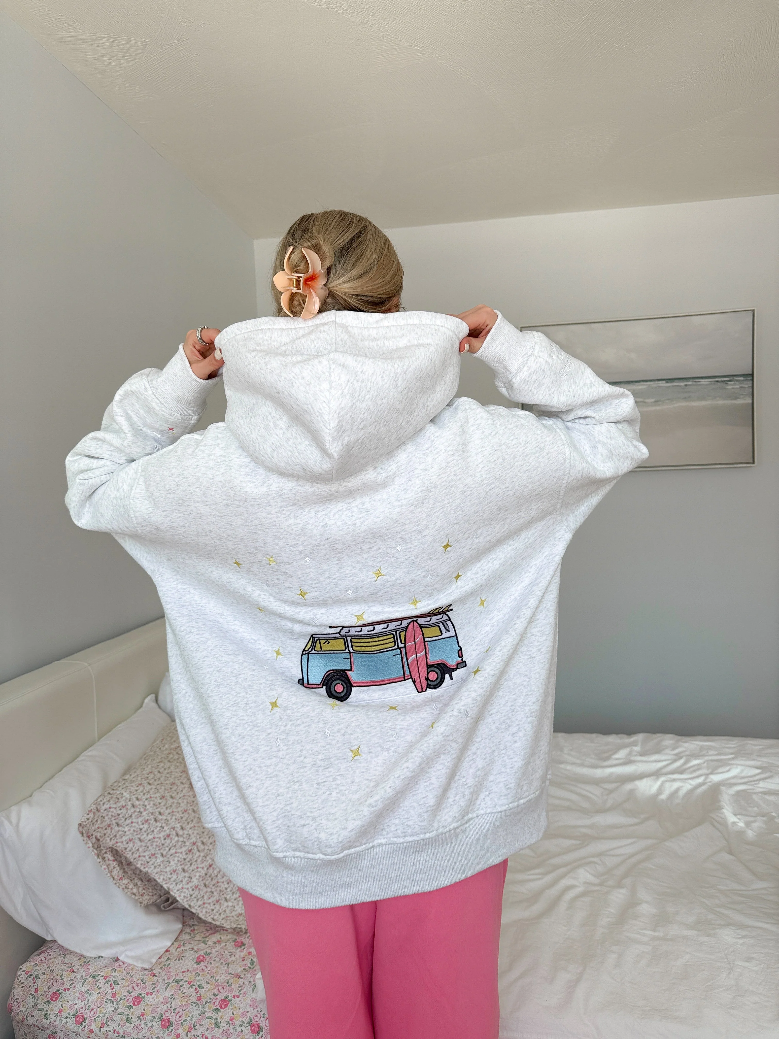Pearl Grey Embroider Van Star Hoodie - Image 17