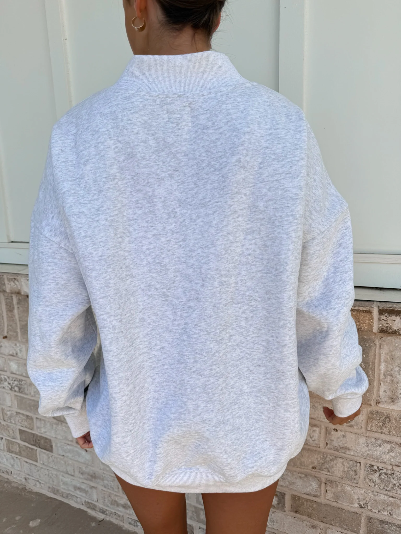Pearl Grey United States Flag Embroider V-Neck Sweatshirt - Image 3