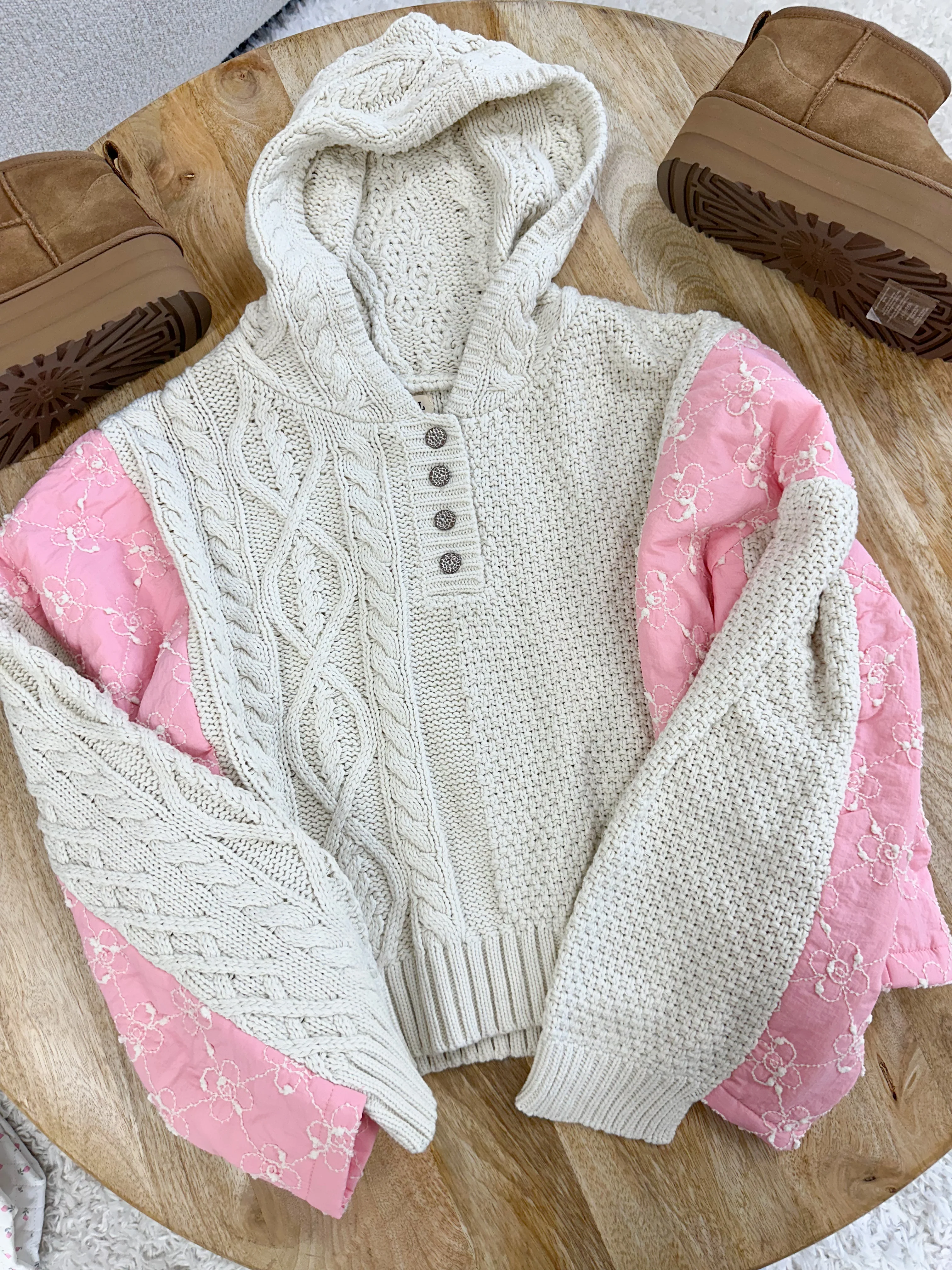 Pink Blossom Quilted Kit Sweater - Image 3